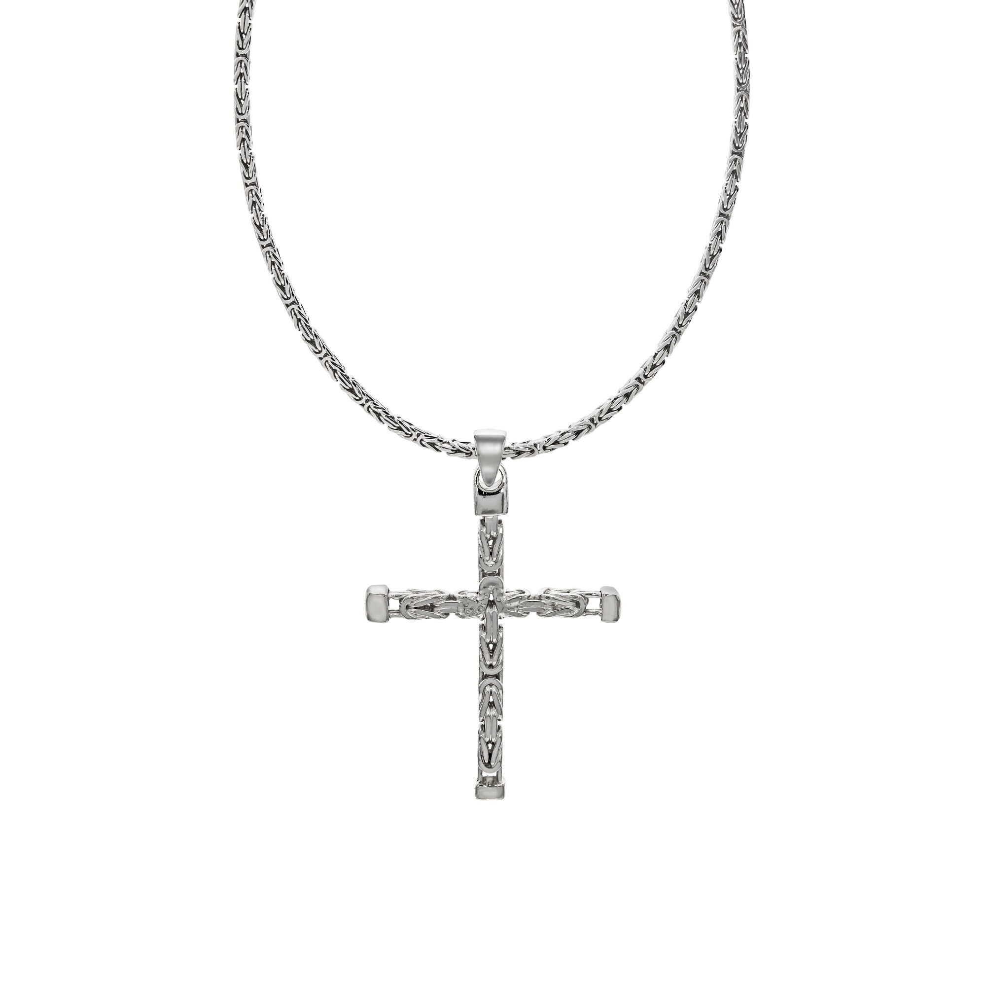 Zeeme Basic Halskette Silber 925 poliert mit Kreuz-Anh&auml;nger 55cm lang K&ouml;nigskette 2,2mm breit - Bild 1