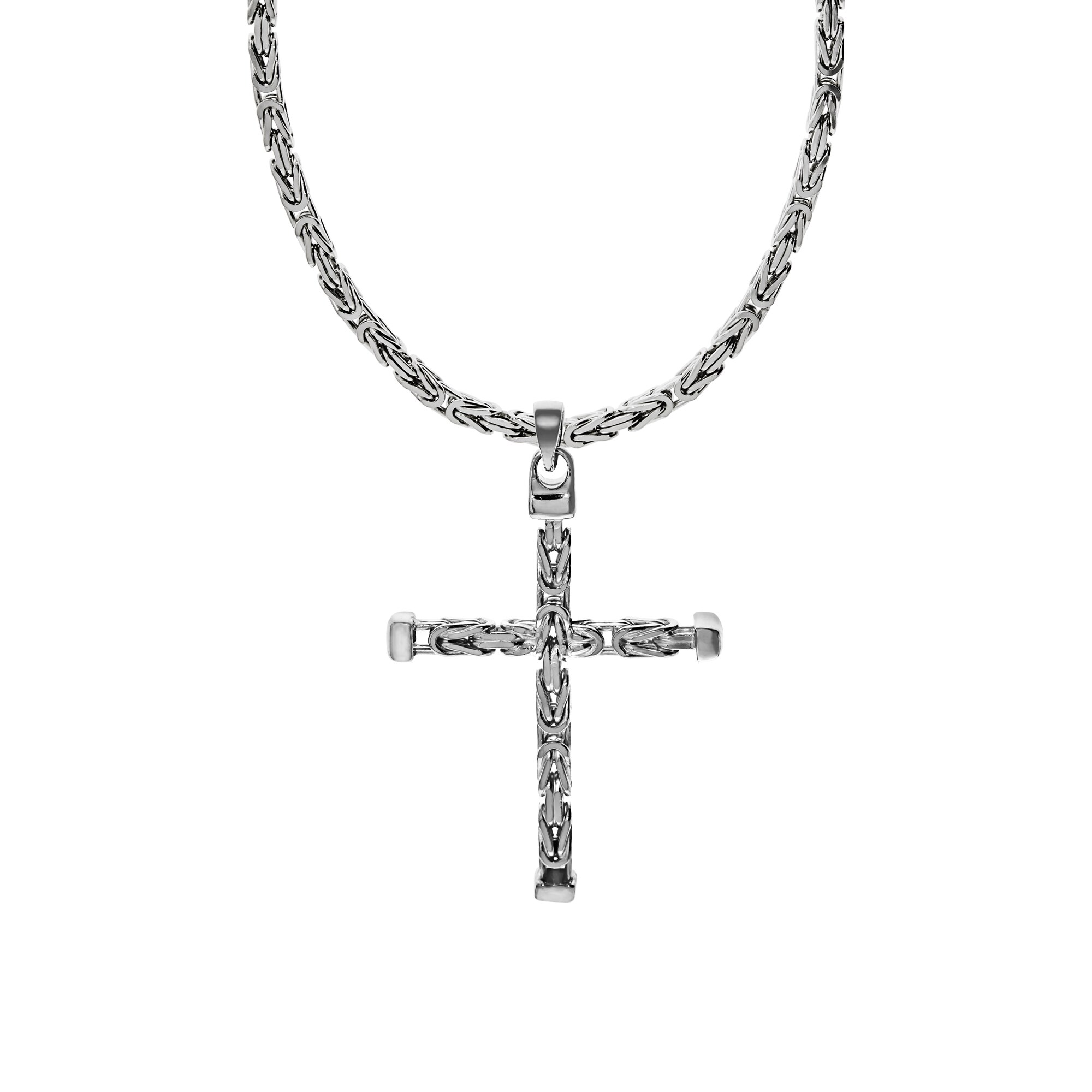 Zeeme Basic Halskette Silber 925 poliert mit Kreuz-Anh&auml;nger 55cm lang K&ouml;nigskette 2,2mm breit - Bild 1