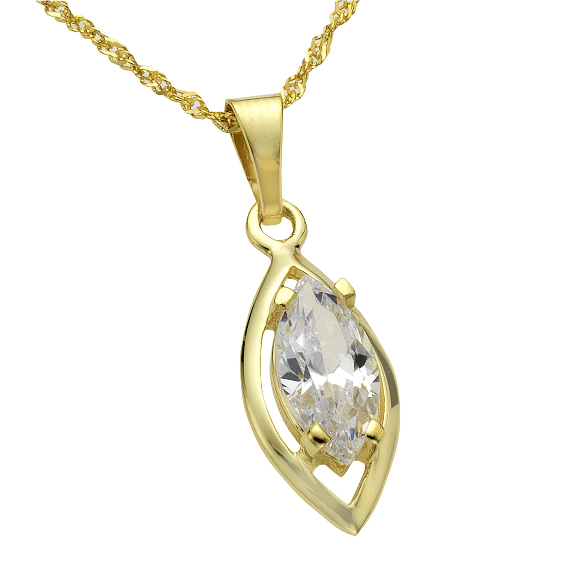 Fascination by Ellen K. Halskette Gold 333 mit wei&szlig;em Zirkonis-Stein 42cm lang - Bild 1