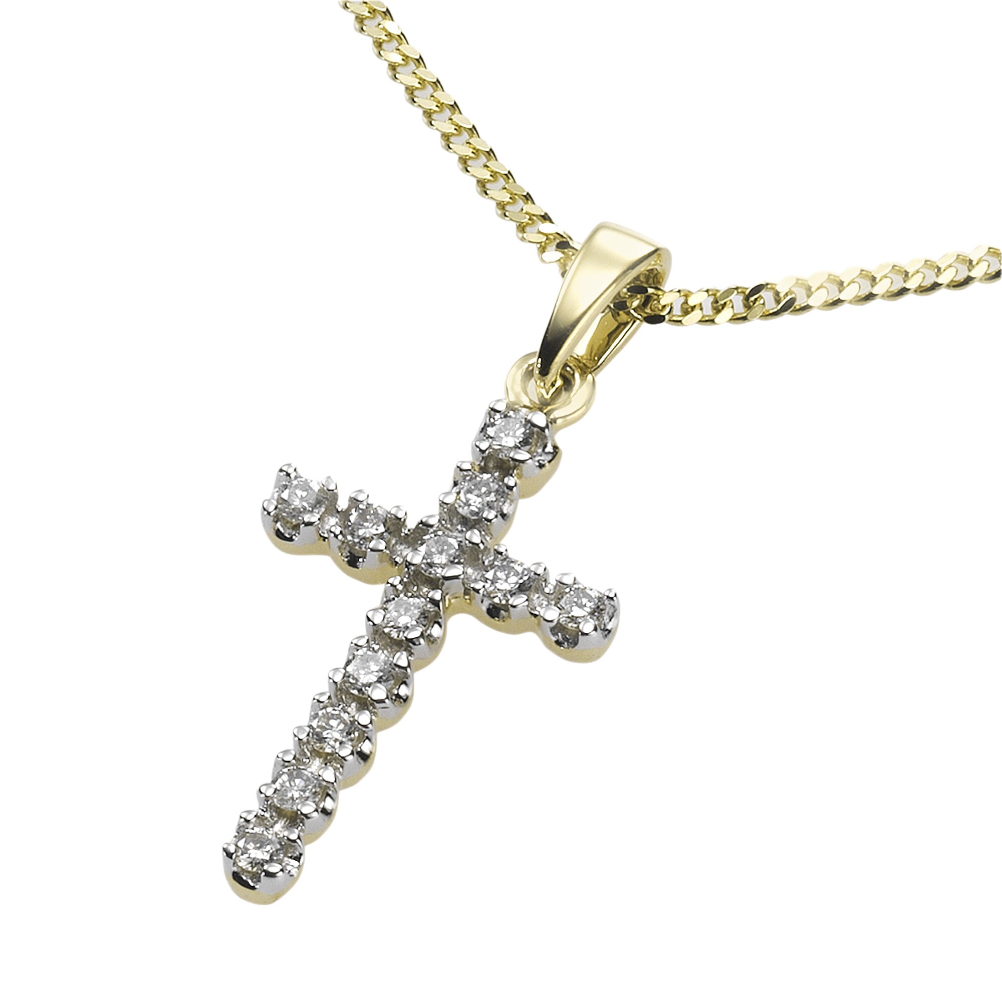 Diamonds by Ellen K. Halskette Gold 585 Kreuz mit 12x Diamant zus. 0,12ct. - Bild 1