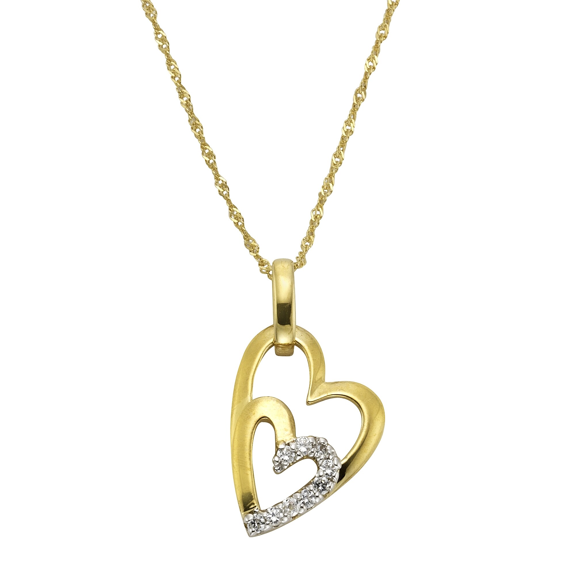 Celesta Gold Halskette 375/- Gelbgold 2farbig Zirkonia Herz - Bild 1