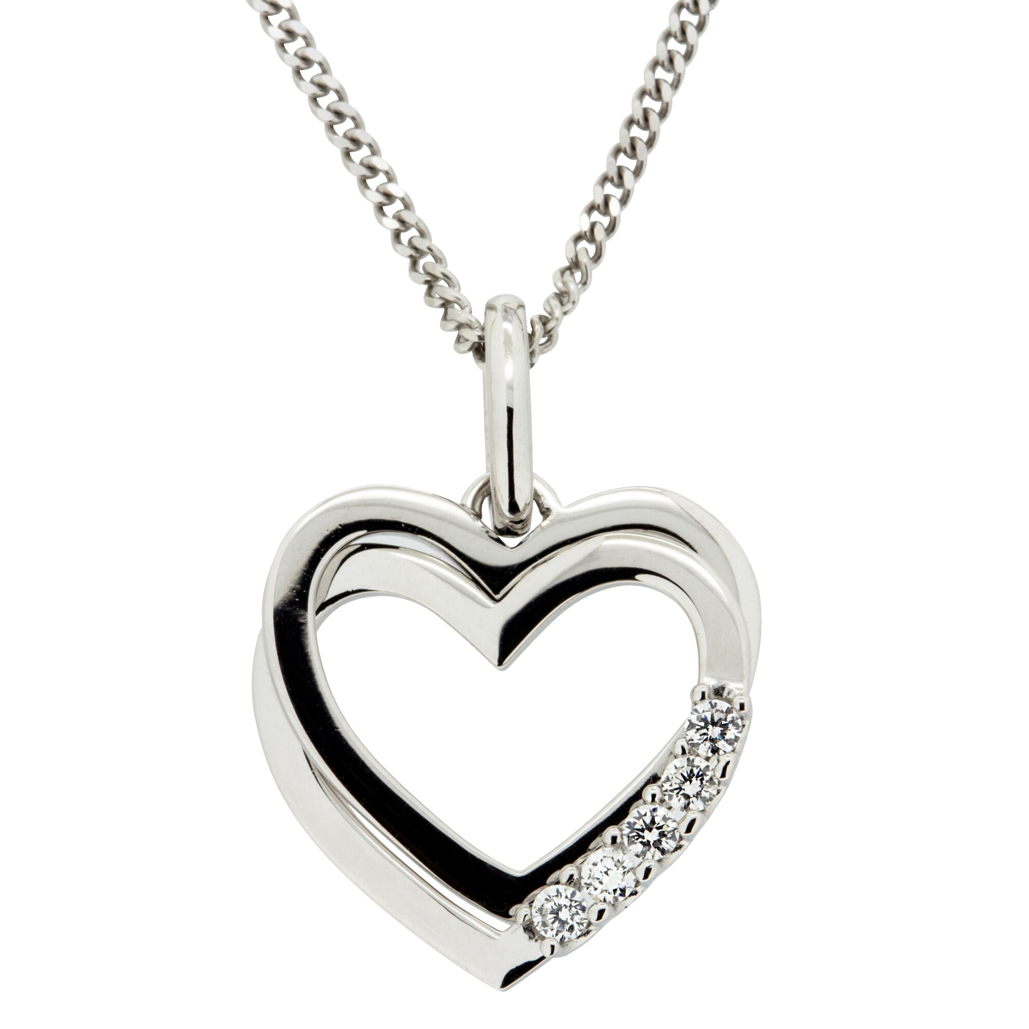 Orolino Halskette Gold 585 Herz-Anh&auml;nger mit 5 Brillanten zus. 0,10ct. - Bild 1