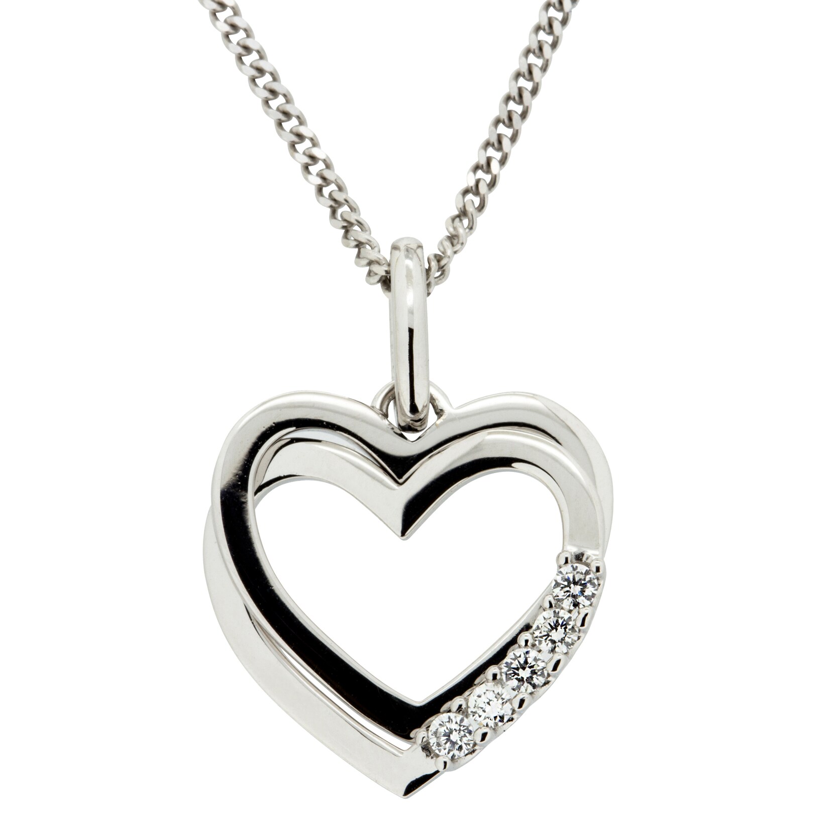 Orolino Halskette Gold 585 Herz-Anhänger mit 5 Brillanten zus. 0,10ct. | 04006046268677