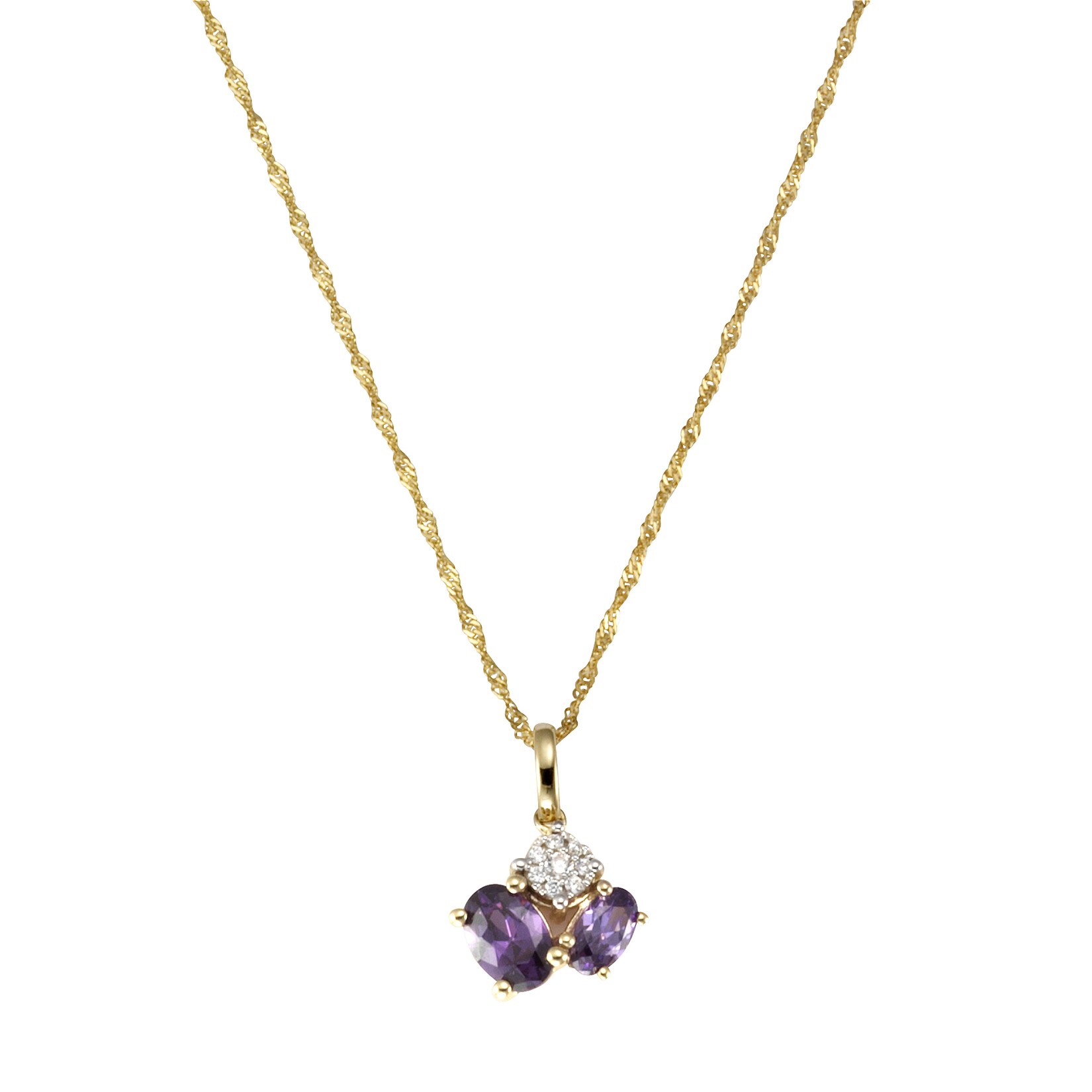 Fascination by Ellen K., F Halskette Gold 375 mit echtem Amethyst + Zirkonia | 04006046305013
