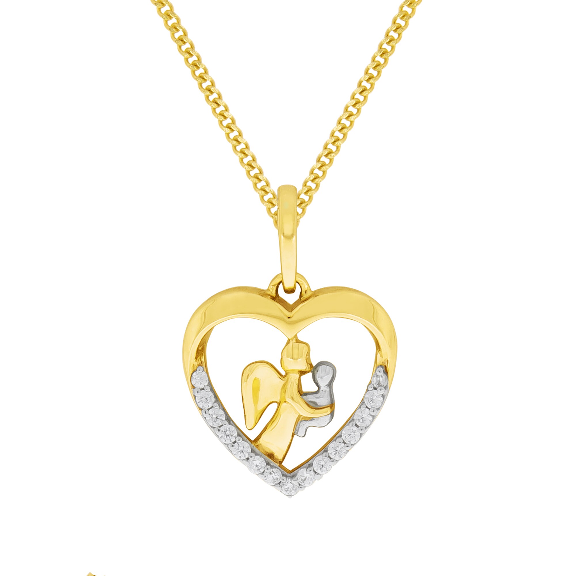 Fascination by Ellen K. Halskette Gold 333 mit Zirkonia wei&szlig; und Engel-Motiv - Bild 1