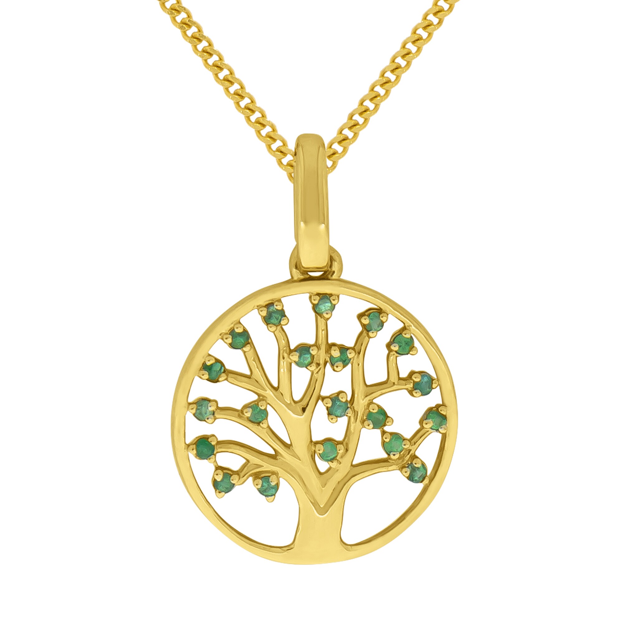 Fascination by Ellen K. Halskette Gold 375  Lebensbaum mit Smaragd - Bild 1