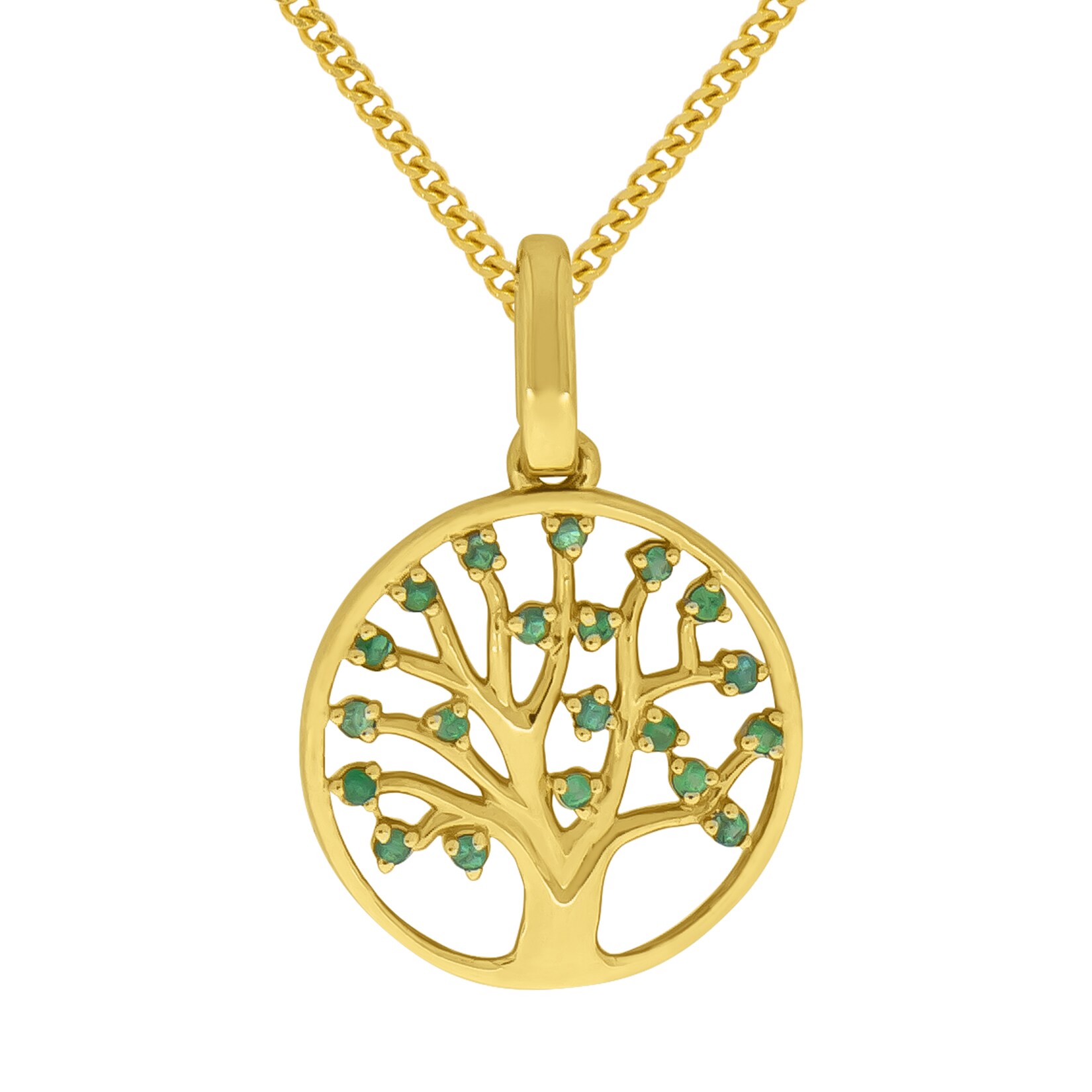 Fascination by Ellen K. Halskette Gold 375  Lebensbaum mit Smaragd | 04006046344197