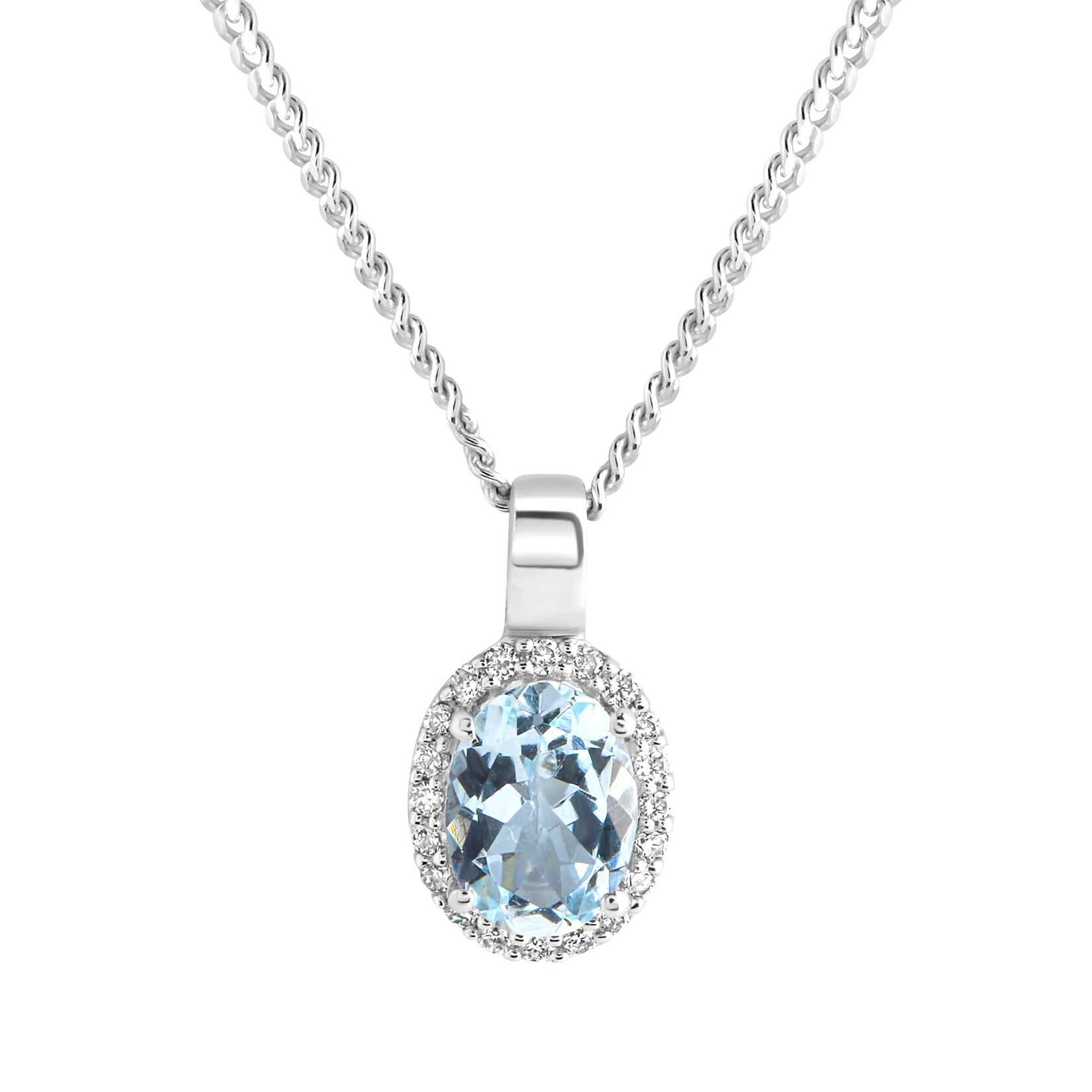 Diamonds by Ellen K. Halskette Weißgold 585 mit echtem Aquamarin und 20 Diamanten zus. 0,09ct. | 04006046373616