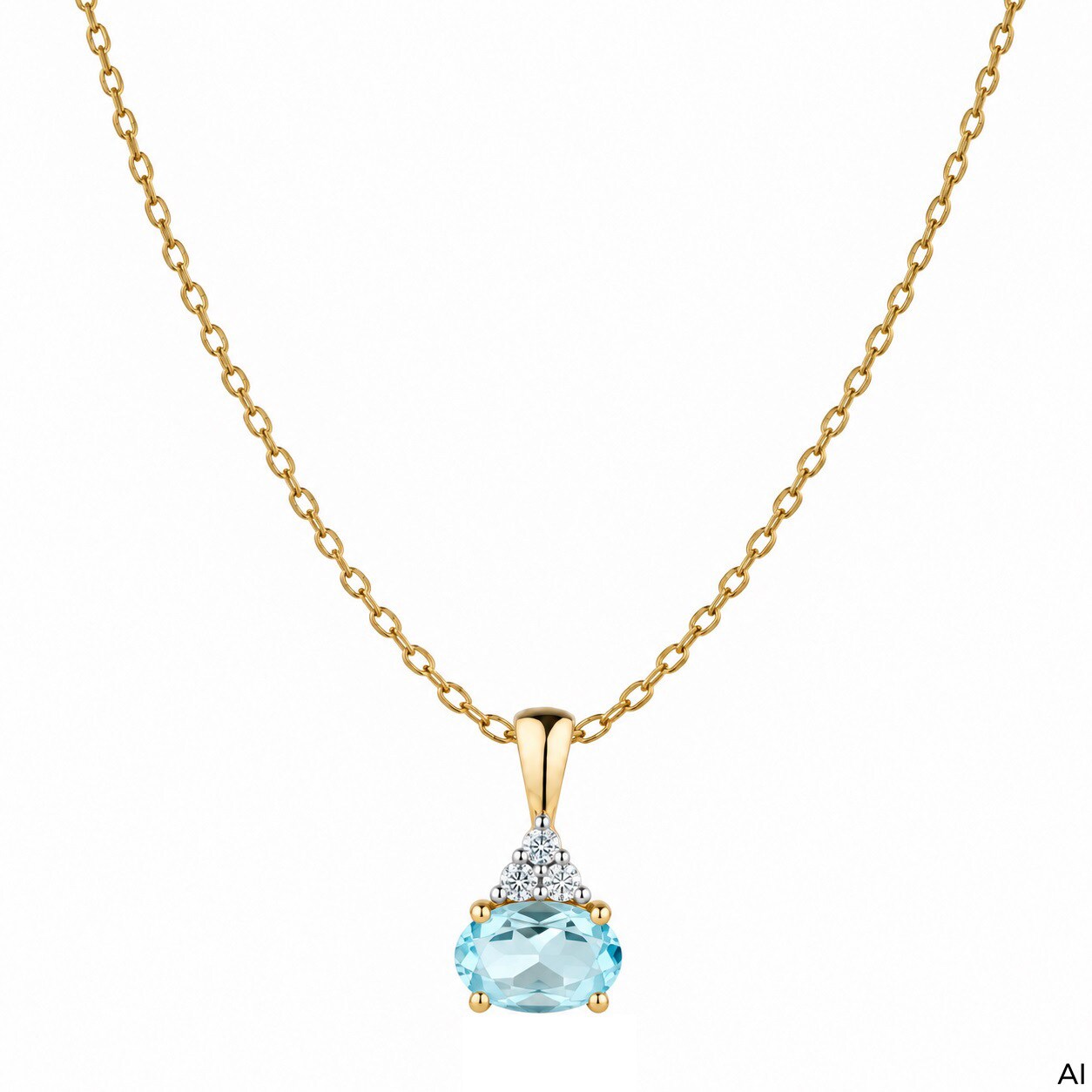 Fascination by Ellen K. Anhänger mit Kette Gelbgold 375 Sky-Blue-Topas Zirkonia Tropfen 42 cm