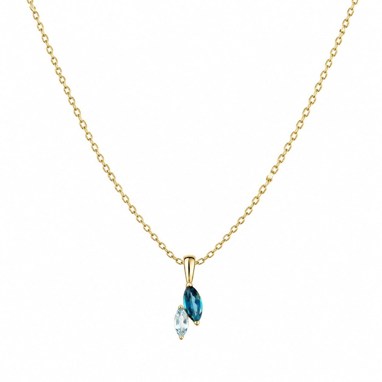 Fascination by Ellen K. Anh&auml;nger mit Kette Gelbgold 375 Blau-Topas Navetteschliff 42cm - Bild 1