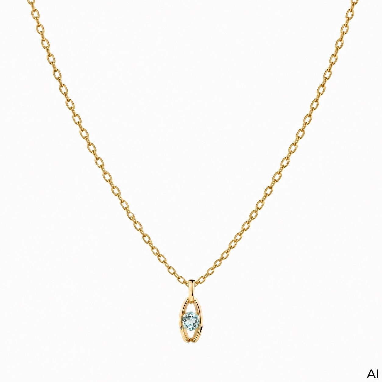 Fascination by Ellen K. Anhänger mit Kette Gelbgold 375 Sky Blue Topas oval offen 42cm