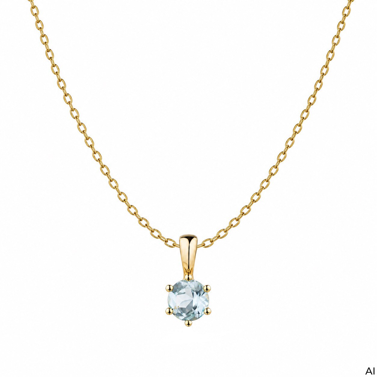Fascination by Ellen K. Anhänger mit Kette Gelbgold 375 mit Sky-Blue-Topas rund 45cm