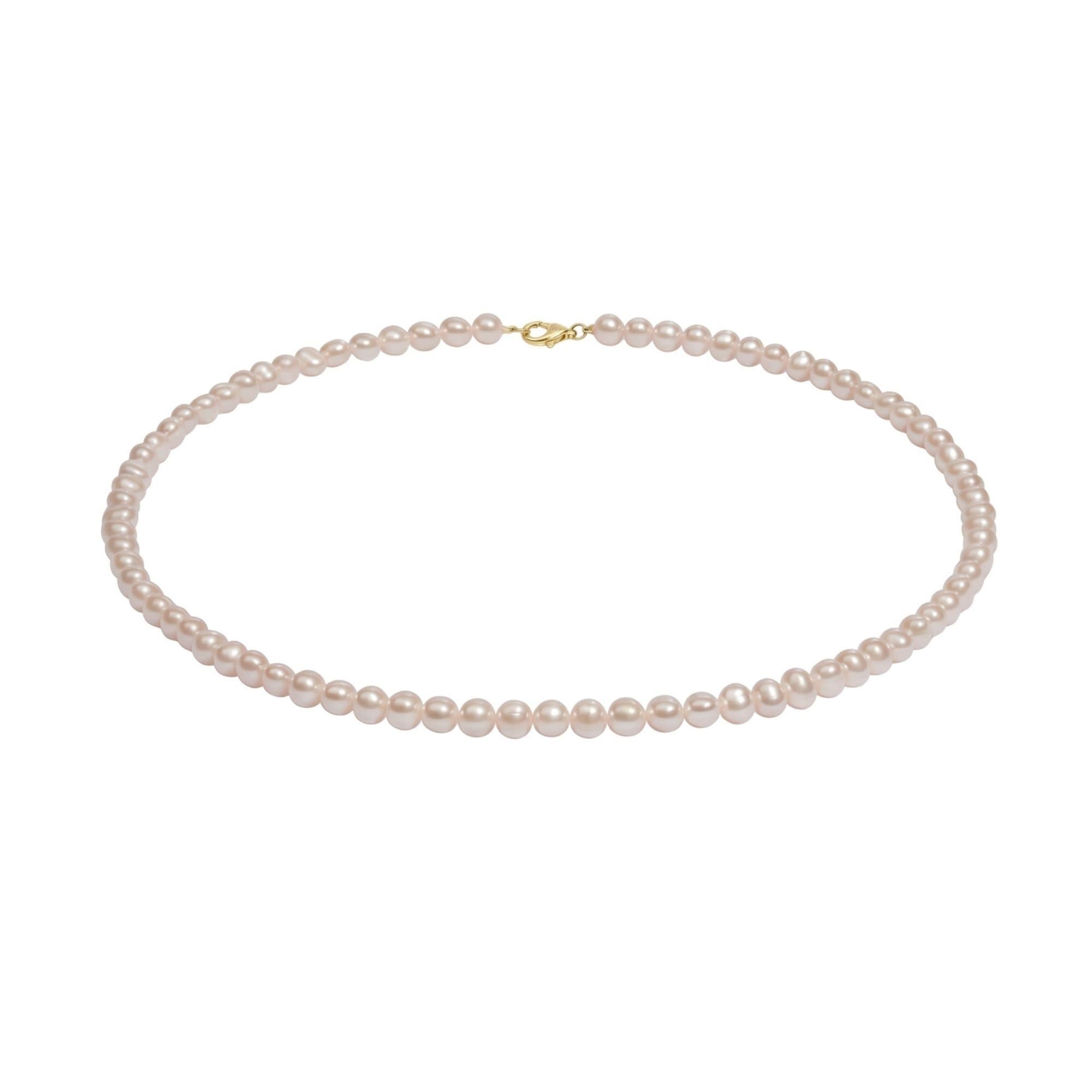 Vall&eacute;e Kette 925 Sterling Silber vergoldet Gl&auml;nzend 50cm S&uuml;&szlig;wasserzuchtperle wei&szlig; potato - Bild 1