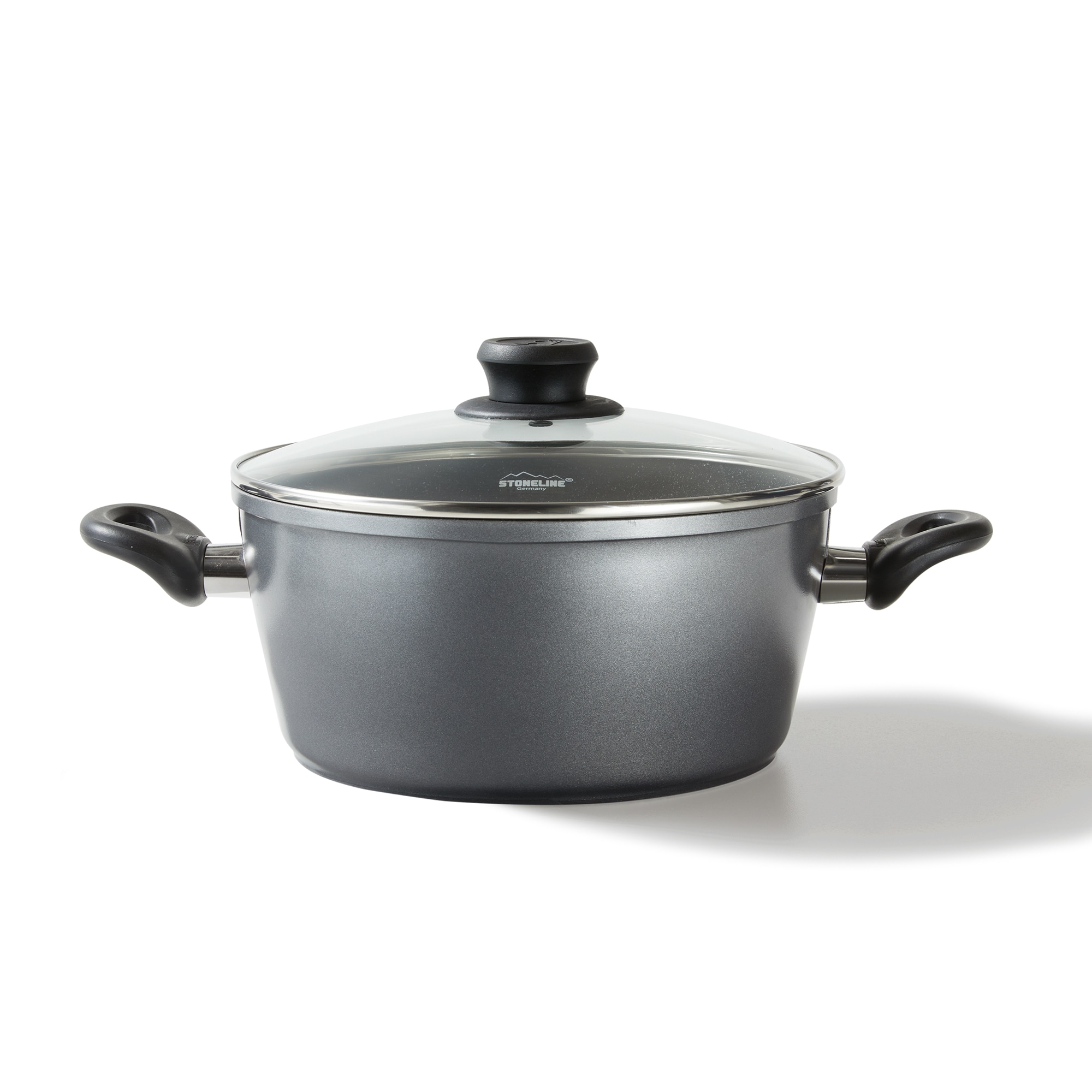 Stoneline XXL Kochtopf 28 cm, mit Deckel, Induktion, Aluguss, beschichtet mit echten Steinpartikeln, grau, beschichteter Kochtopf gro&szlig;, 28cm Durchmesser, antihaftbeschichtet - Bild 1