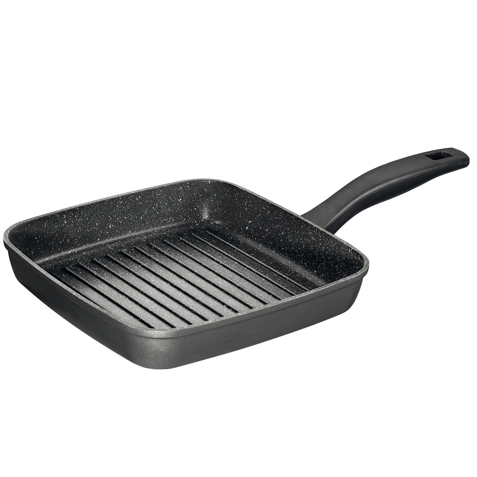 Grillpfanne, 26 x 26 cm, Aluguss, Grillpfanne beschichtet mit echten Steinpartikeln, grau, Grillpfanne Induktion und backofengeeignet, Steak Pfanne