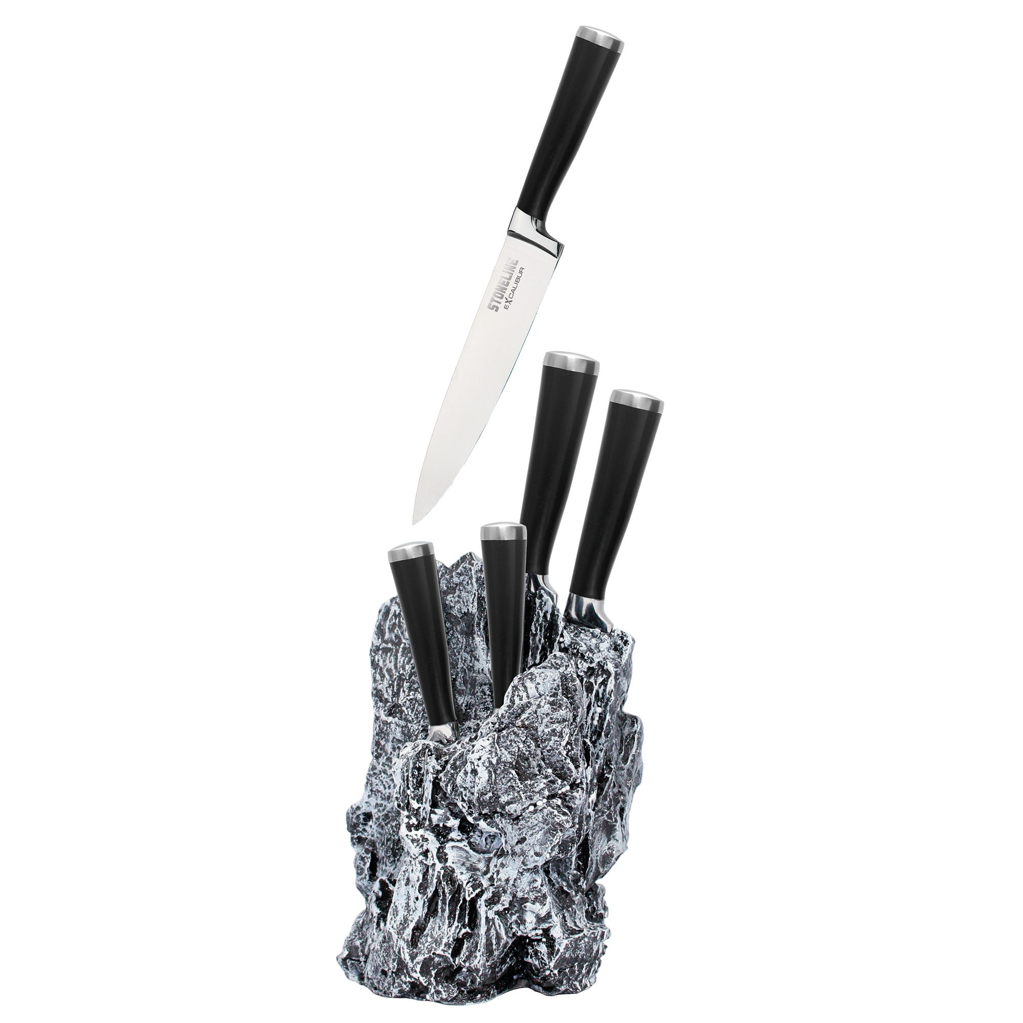 STONELINE&reg; EXCALIBUR&reg; Messerblock, best&uuml;ckt, 6-teilig, rostfreier Spezialklingenstahl, Inklusive Schleifstein - Bild 1