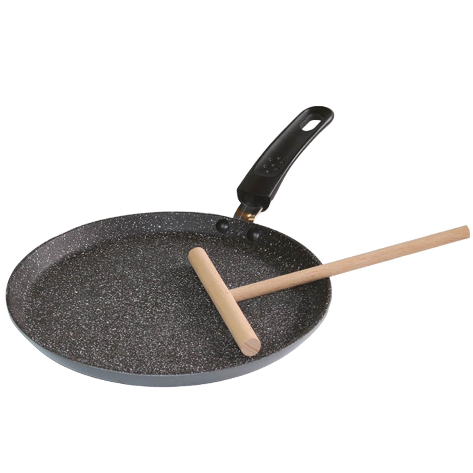 Stoneline Crepe Pfanne Induktion 25 cm, mit Besteck, beschichtet mit echten Steinpartikeln, grau, Pfannkuchen Pfanne, Pancake Pfanne, Palatschinken Pfanne und Crepepfanne - Bild 1