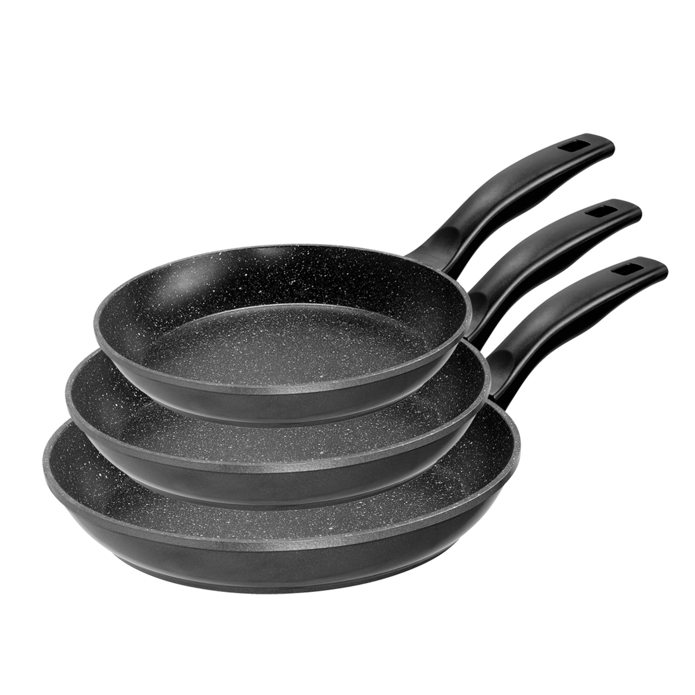 Stoneline Pfannenset 3 teilig, 20/24/28 cm, Antihaft beschichtete Pfanne mit echten Steinpartikeln, Pfanne Induktion und backofengeeignet, grau, zum &Ouml;l und Fett freiem Braten - Bild 1