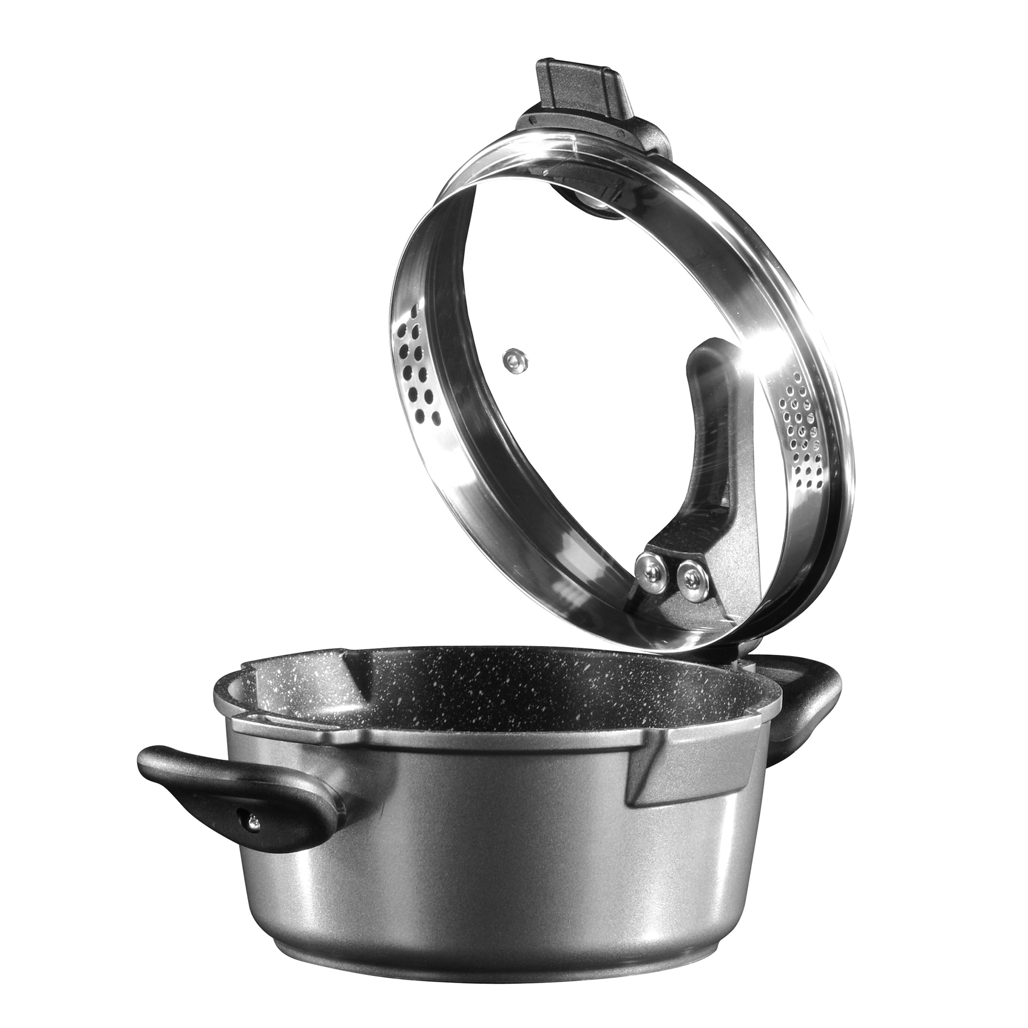 STONELINE&reg; FUTURE Kochtopf 28 cm, mit Sieb-Glasdeckel, induktionsgeeignet, Aluguss, Antihaftbeschichtung mit echten Steinpartikeln - Bild 1