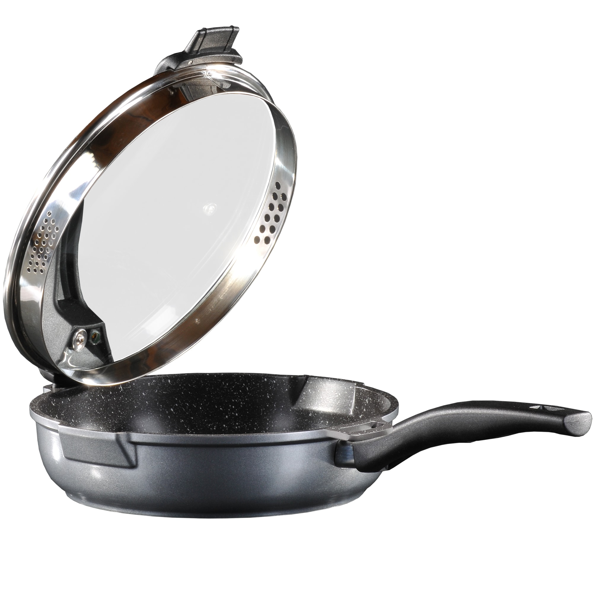 Stoneline Future Schmorpfanne 24 cm, mit Siebglasdeckel, hoher Rand, Induktion, Aluguss, Antihaft beschichtet mit echten Steinpartikeln, Pfanne 24cm hoher Rand - Bild 1