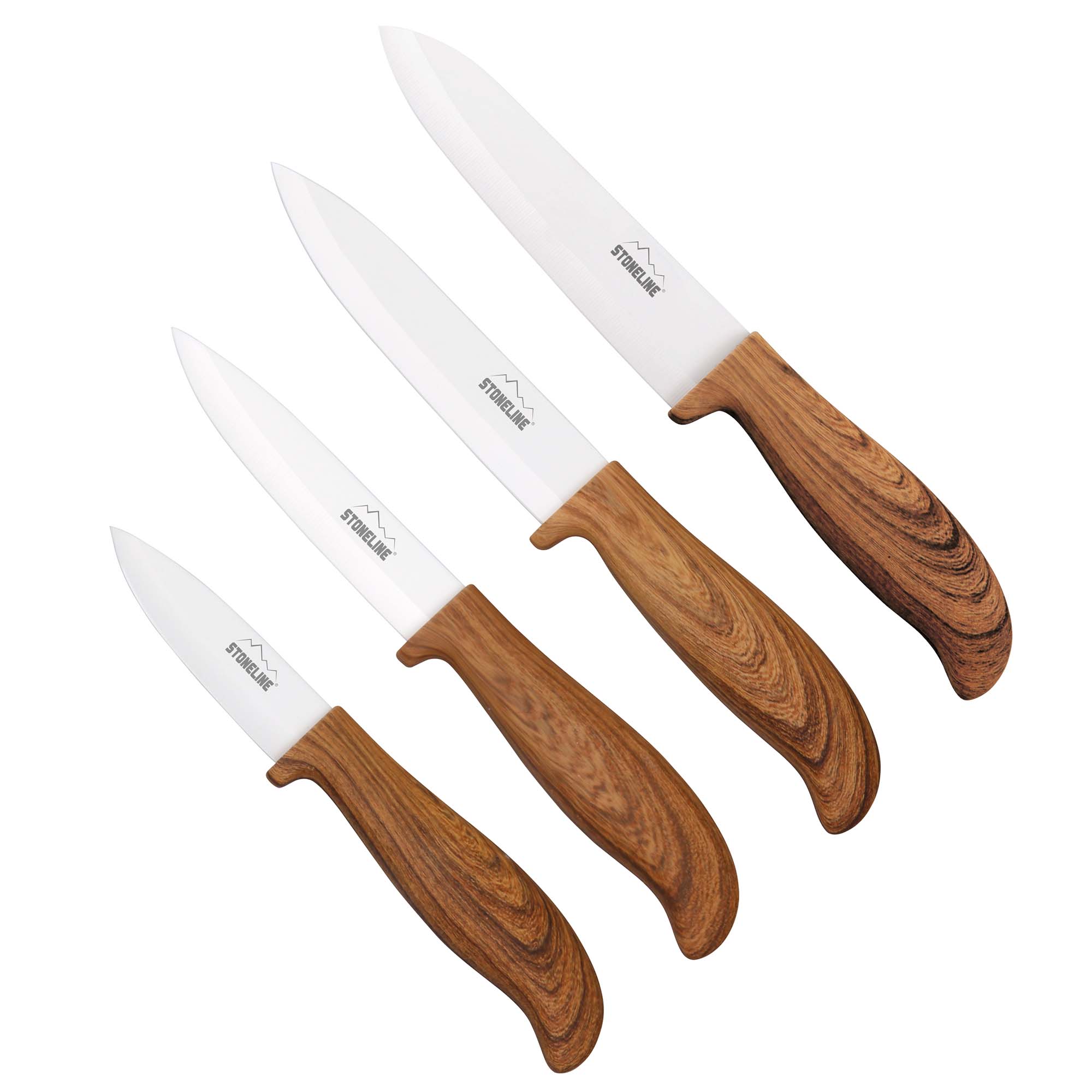 STONELINE&reg; Back to Nature Keramik-Messer-Set, 4 teilig, 28/24/21/18 cm, stilvolle Allzweckmesser aus Keramik - Bild 1