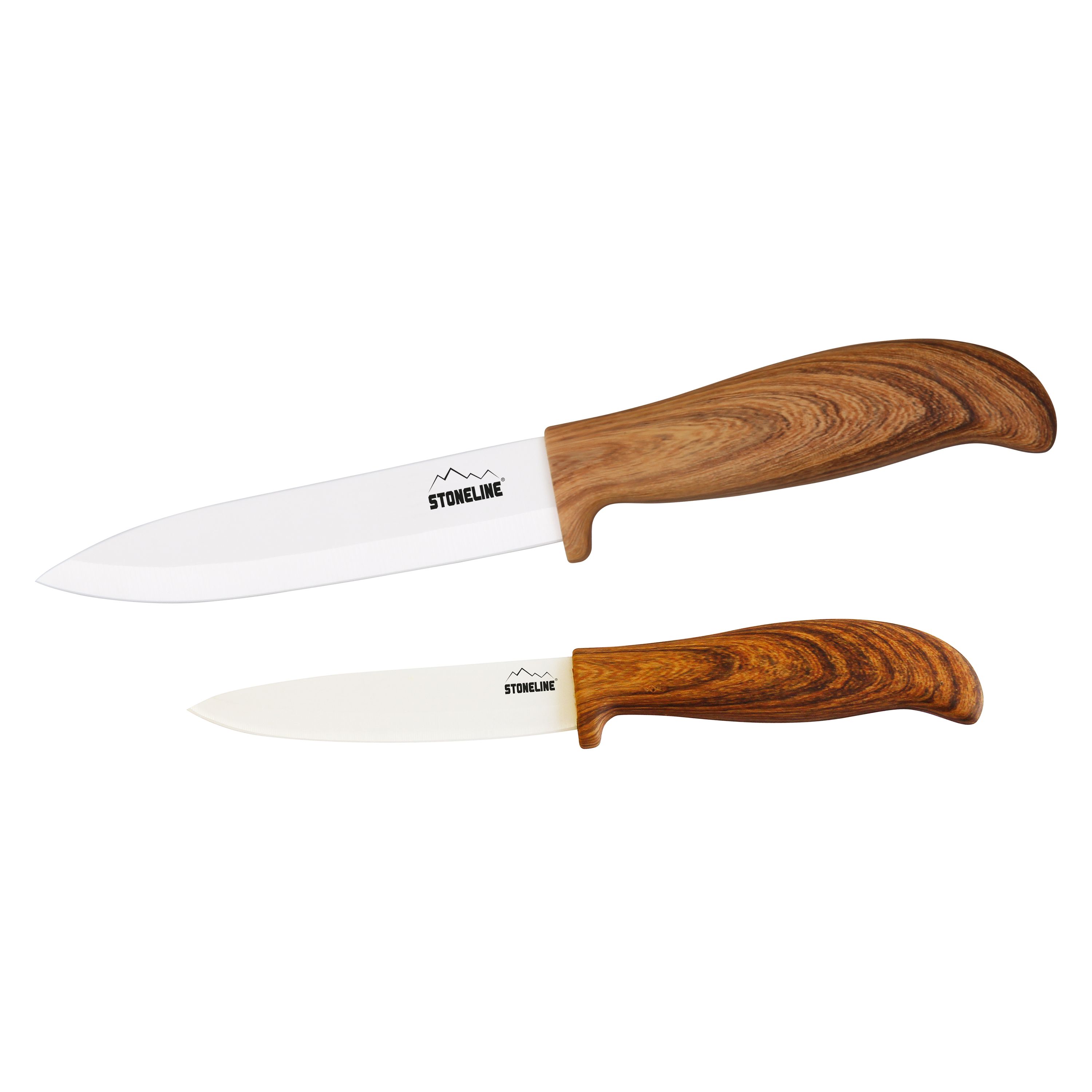 STONELINE&reg; Back to Nature Keramikmesser-Set, 2-tlg., 1 Universalmesser ca. 21 cm, 1 Chefmesser ca. 28 cm, Holzoptik, zum Schneiden von Obst, Gem&uuml;se und Fleisch - Bild 1