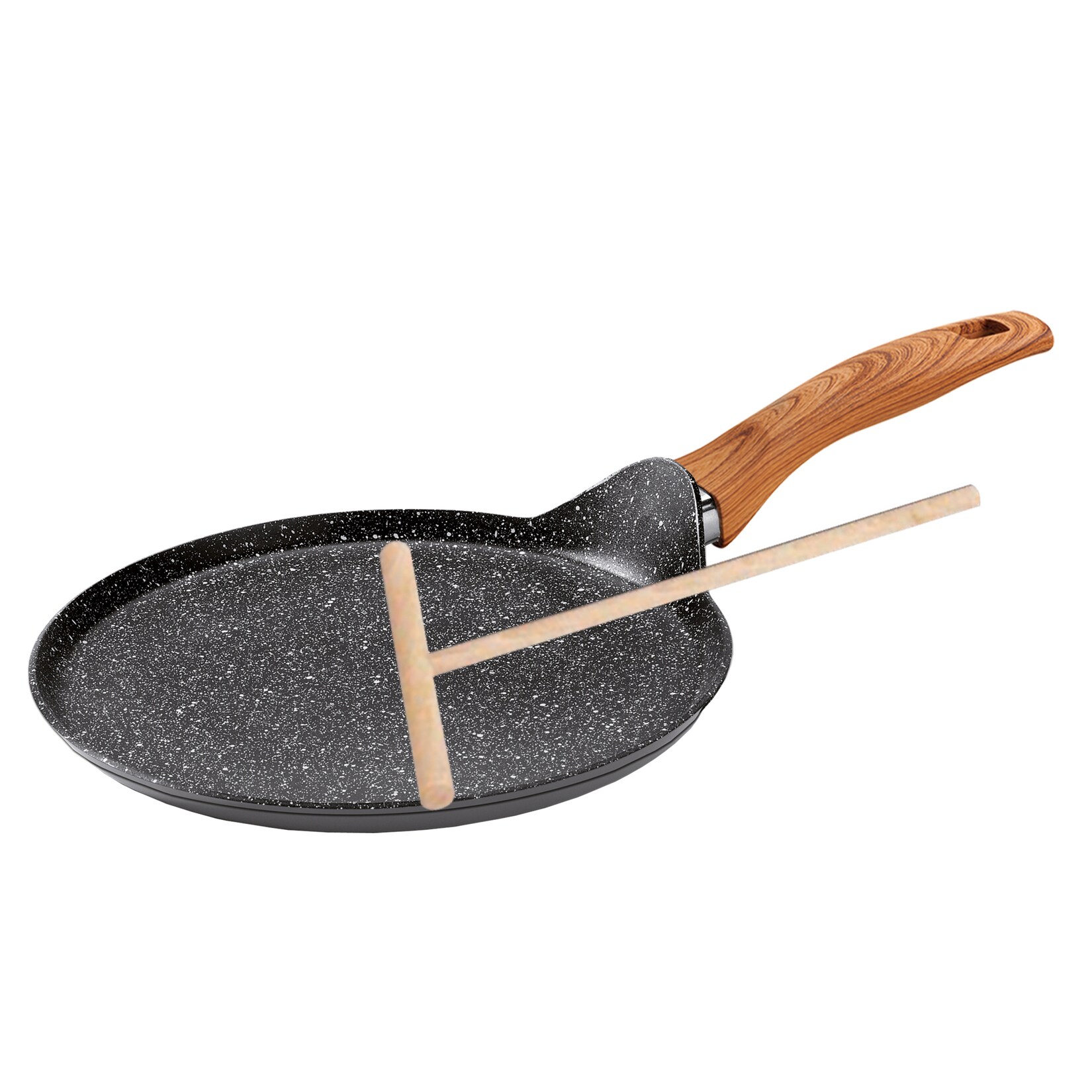 Stoneline Back to Nature Crepe Pfanne Induktion 25 cm, mit Teigverteiler, beschichtet mit echten Steinpartikeln, grau, Pancake Pfanne, …