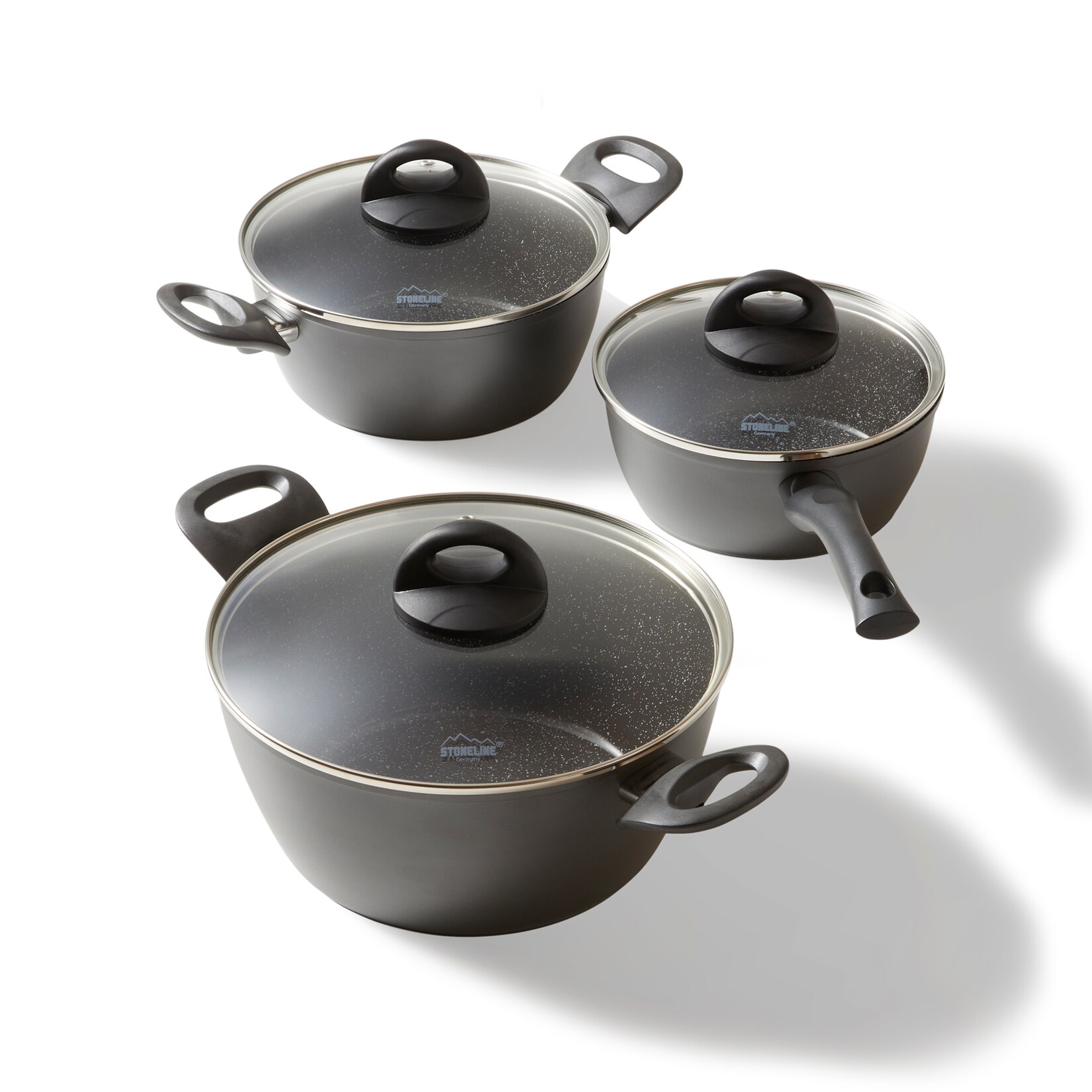 STONELINE® CERAMIC Kochgeschirr-Set, 6-tlg. mit Glasdeckeln | 04020728185052