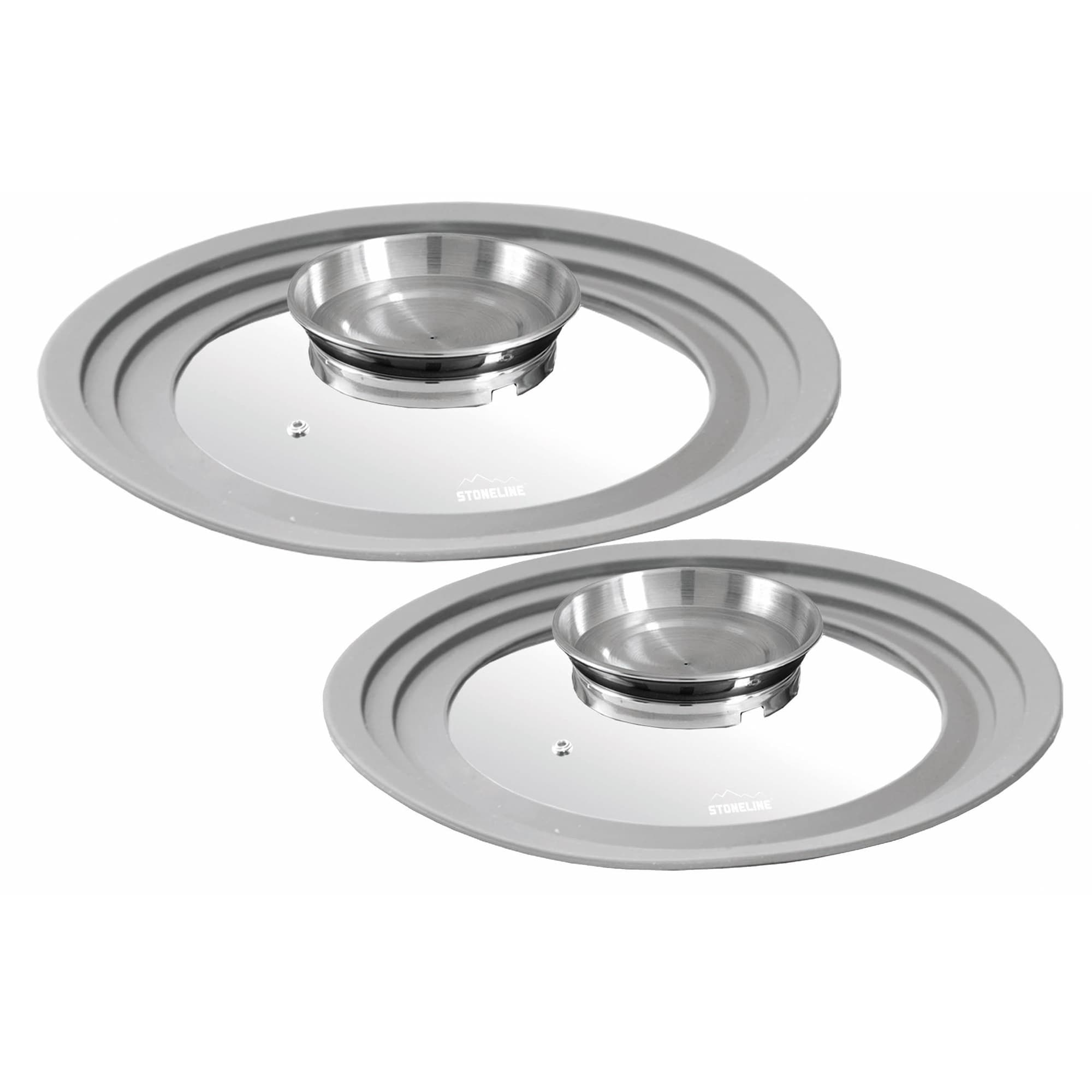 STONELINE&reg; Universal Glasdeckel, 2-teilig, mit Silikonrand & Aromaknauf, 16/18/20 cm und 24/26/28 cm - Bild 1
