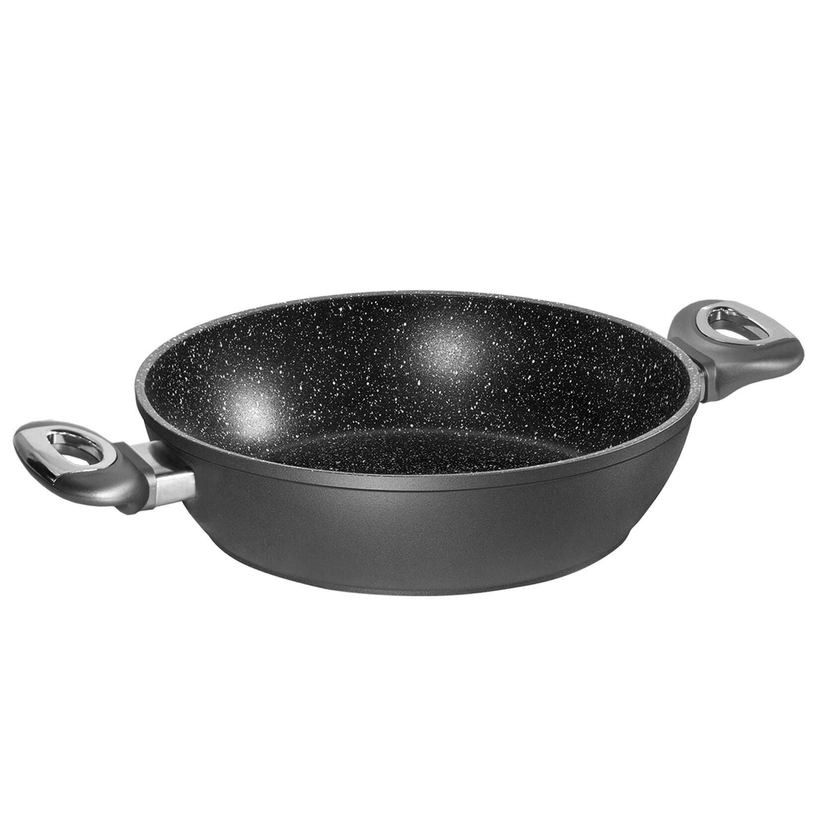 STONELINE® Gourmundo Made in Germany Servierpfanne 24 cm, auch für öl- und fettfreies Braten, Kratzfeste Antihaftbeschichtung mit echten …