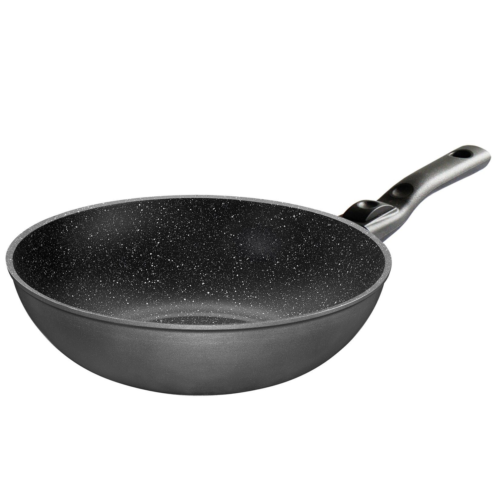 Stoneline Flex Made in Germany Wok 30 cm, mit abnehmbarem Griff, auch für öl- und fettfreies Braten, Wok Pfanne beschichtet mit echten Steinpartikeln, Wok Induktion