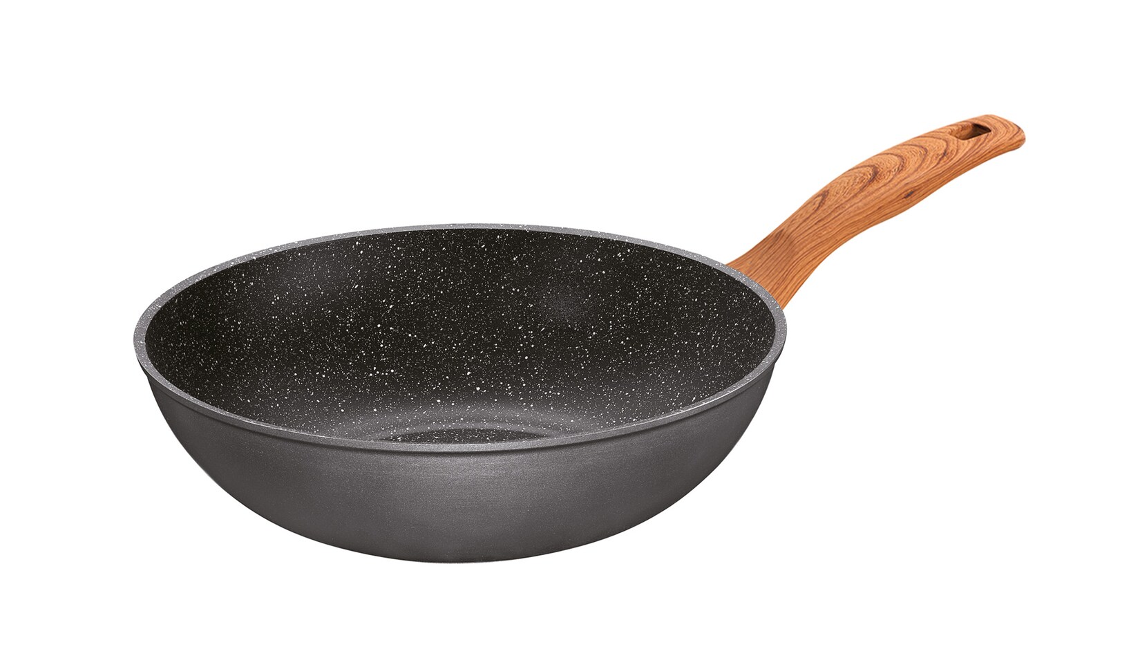Stoneline Back to Nature Made in Germany Wok 30 cm, auch für öl- und fettfreies Braten, Wok Pfanne beschichtet mit echten Steinpartikeln, …
