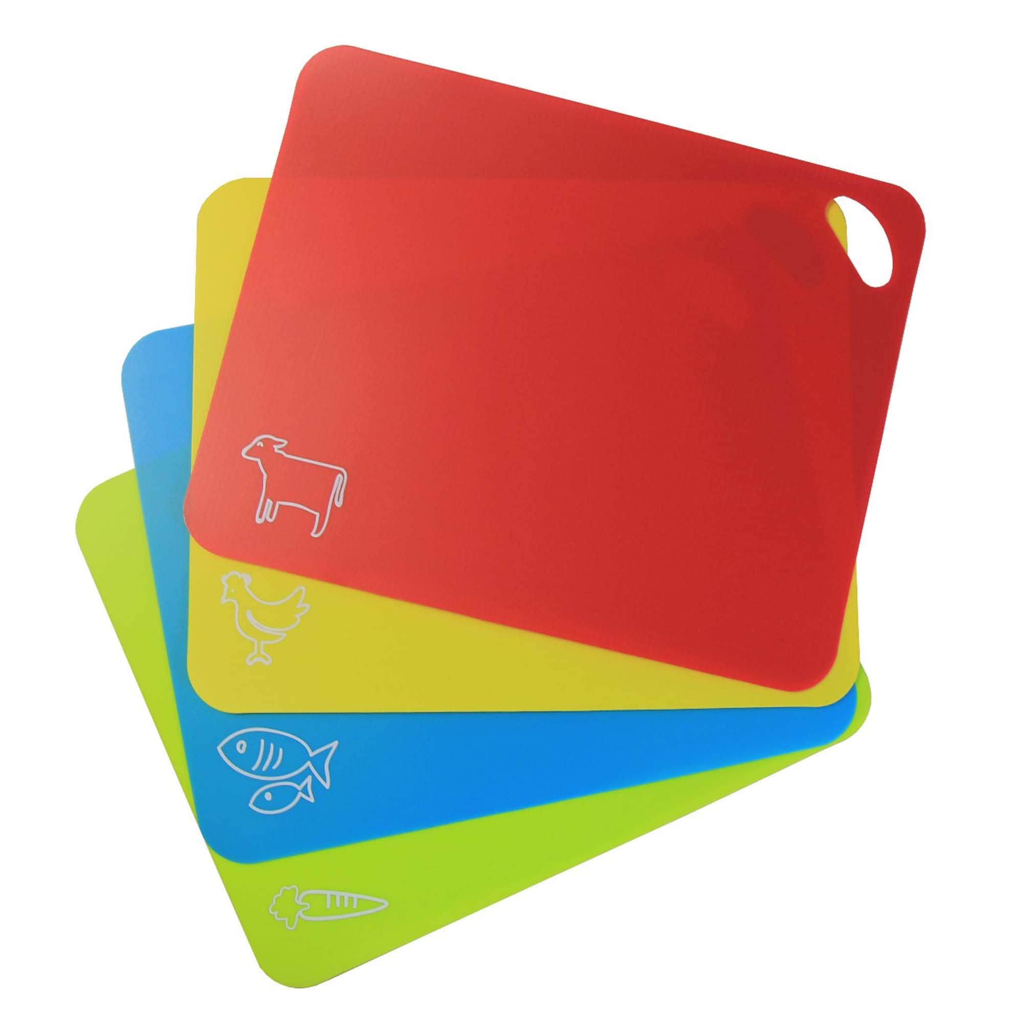 STONELINE Flexible Schneidmatten-Set, 4-tlg., rot, gelb, blau, gr&uuml;n, mit Motiven f&uuml;r hygienisches und sauberes Kochen - Bild 1