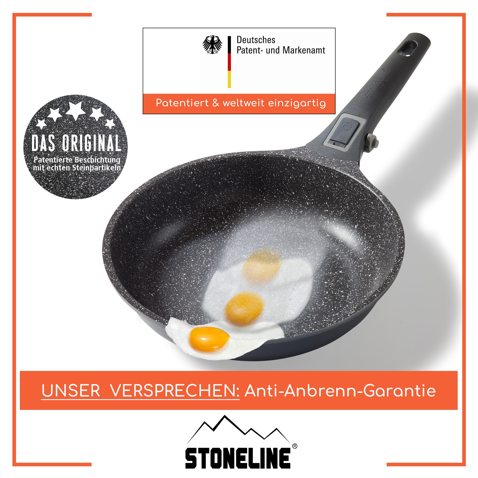 Stoneline SMART Wok 30 cm, mit Glasdeckel und abnehmbarem 3-Stufen-Sicherheitsgriff, Wokpfanne Induktion aus Aluguss, beschichtet mit echten Steinpartikeln - Bild 1