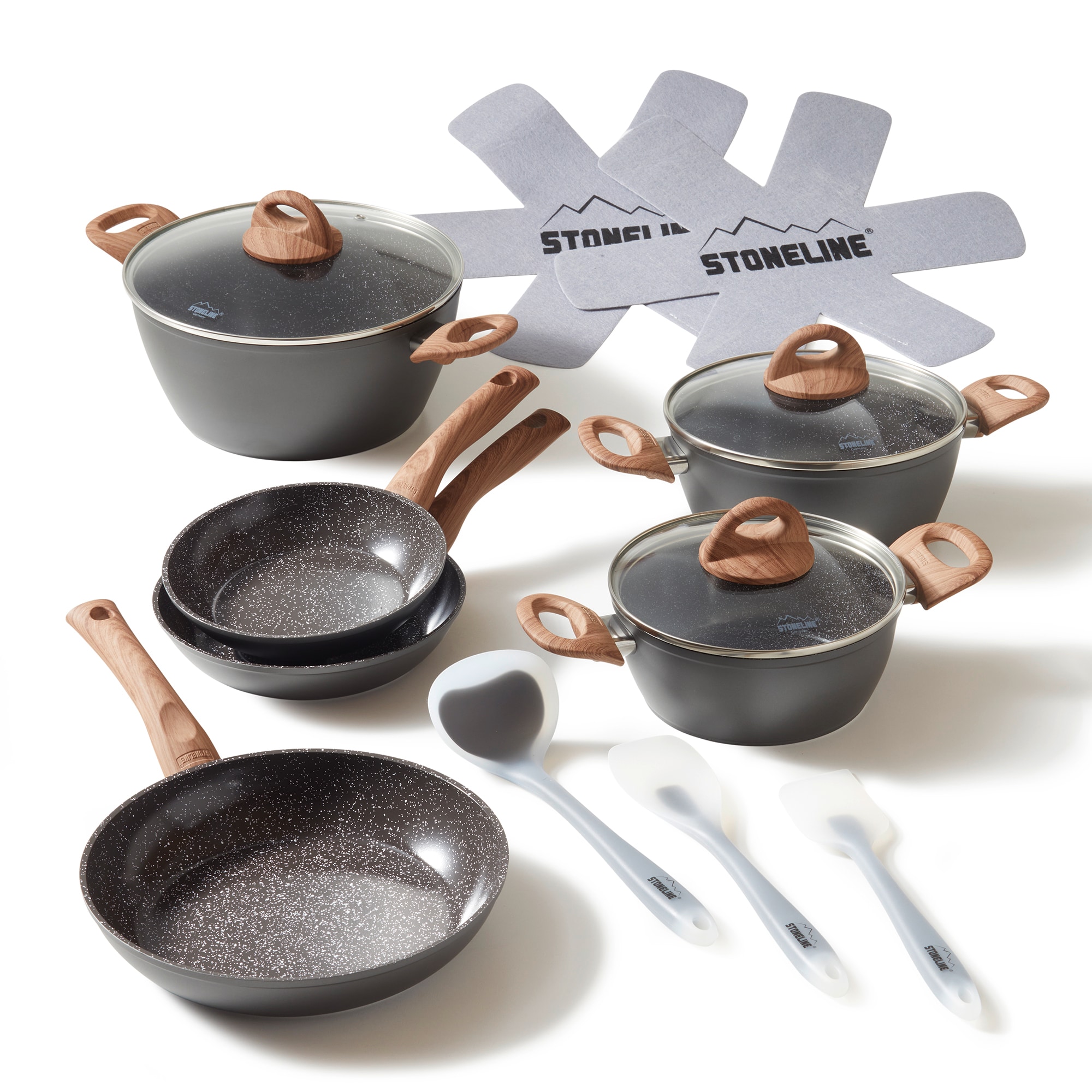 STONELINE&reg; CERAMIC Back to Nature Kochgeschirr-Set, 14-tlg., Keramik-Beschichtung, mit Glasdeckeln - Bild 1