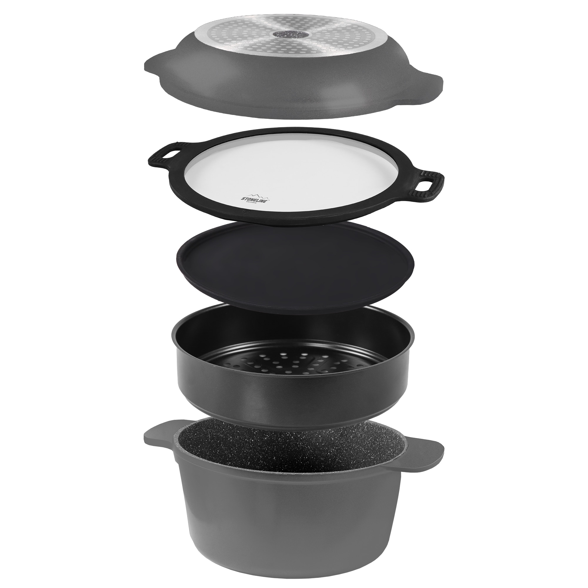 STONELINE&reg; 9 in 1 Multifunktionales Kochgeschirr- und Back-Set, 5-tlg., mit Deckeln - Bild 1