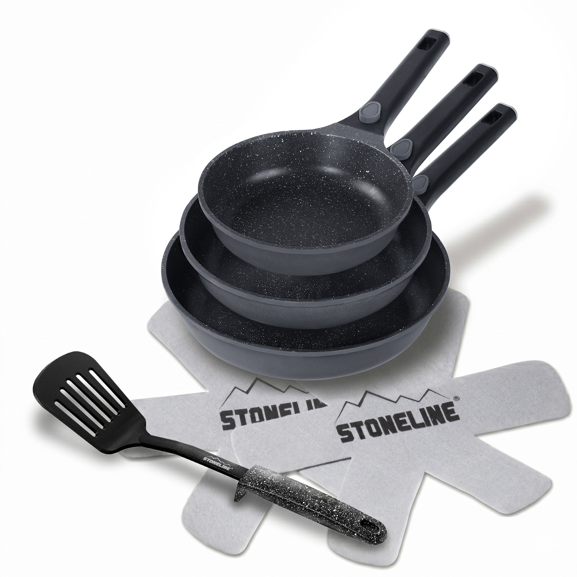 STONELINE&reg; SMART Pfannen-Set, 3tlg., 20/24/28 cm, abnehmbaren Griffen, induktionsgeeignet, Aluguss, Antihaftbeschichtung mit echten Steinpartikeln - Bild 1