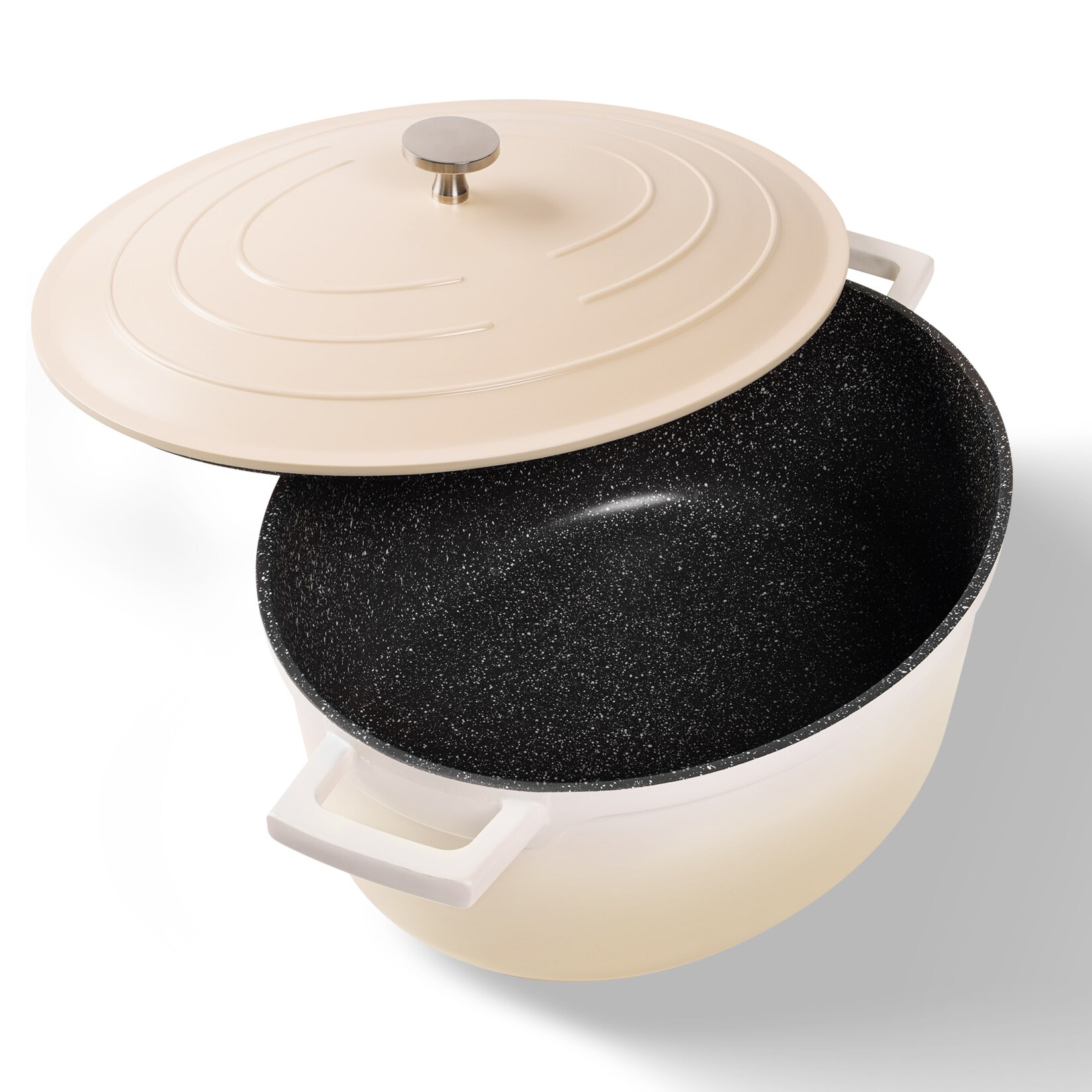 STONELINE Creme Gourmet Bräter 32x25 cm mit Deckel, Backofen und Induktion geeignet, Antihaft
