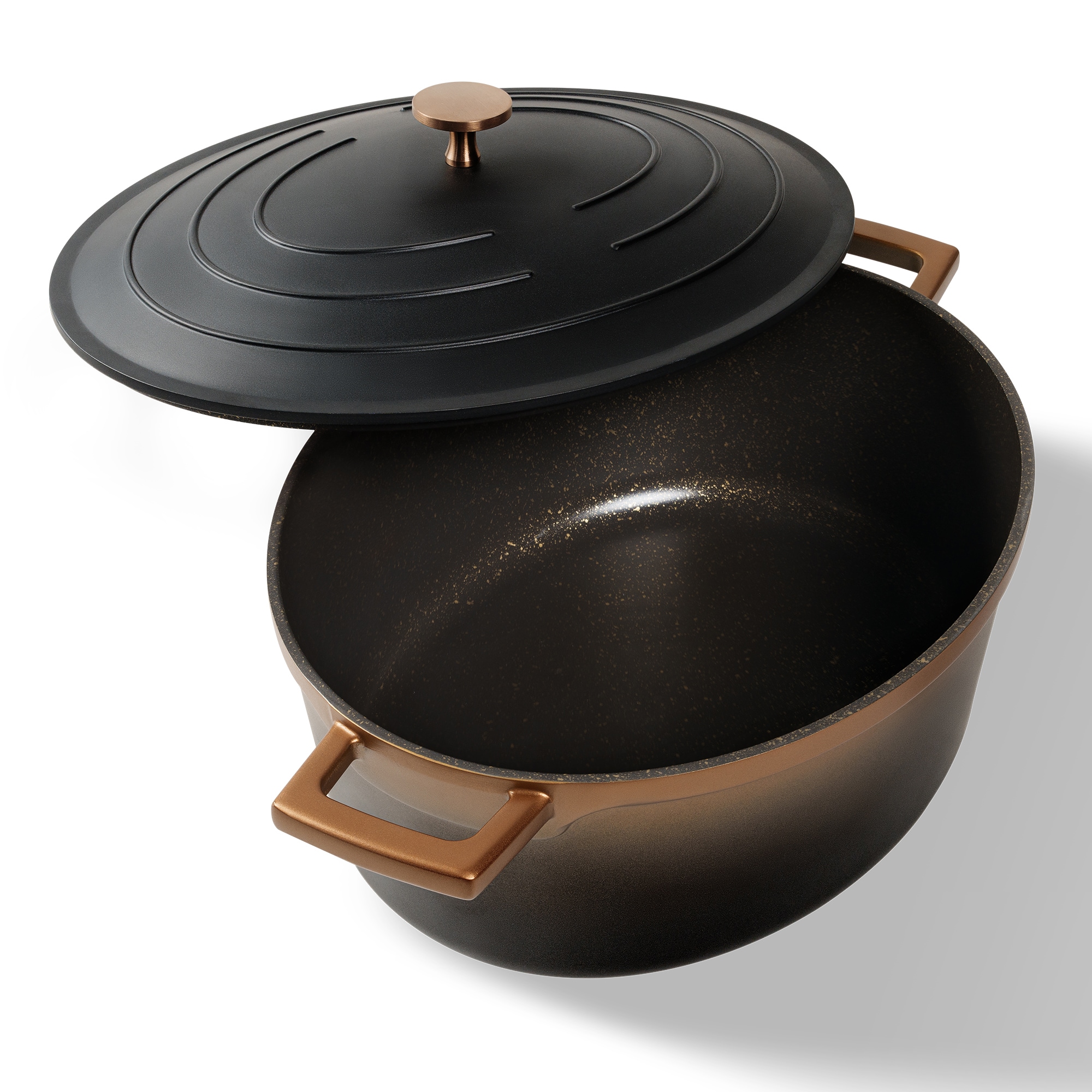 STONELINE ROSE GOLD 32x25cm Alu Guss Gourmet Br&auml;ter, H 12 cm, mit drip - down - Deckel - Bild 1