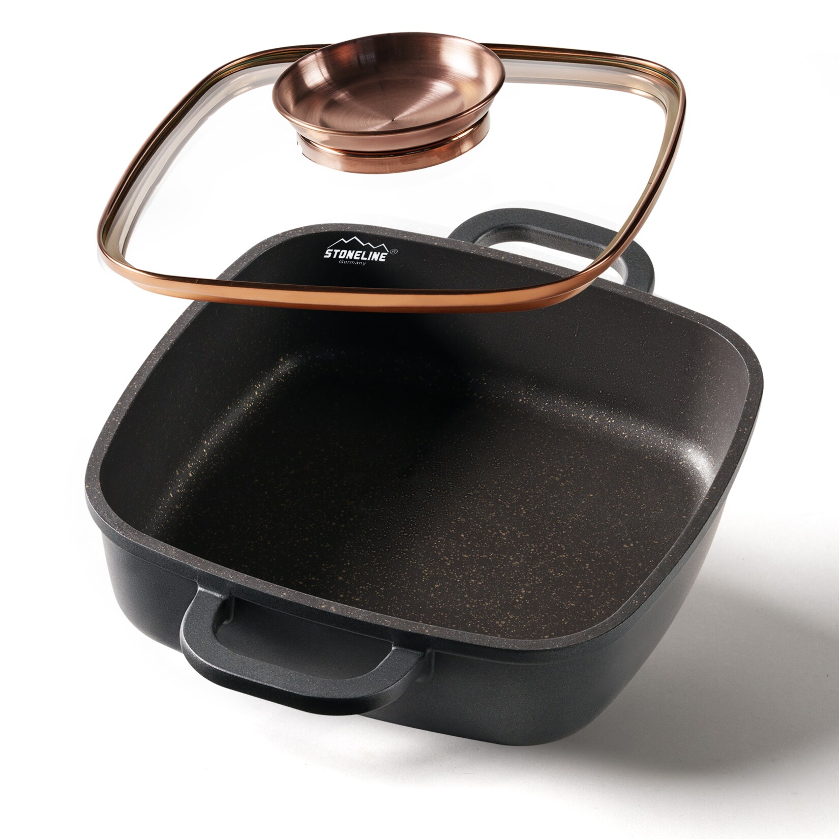 STONELINE 20cm Eckpfanne mit Aromaglasdeckel