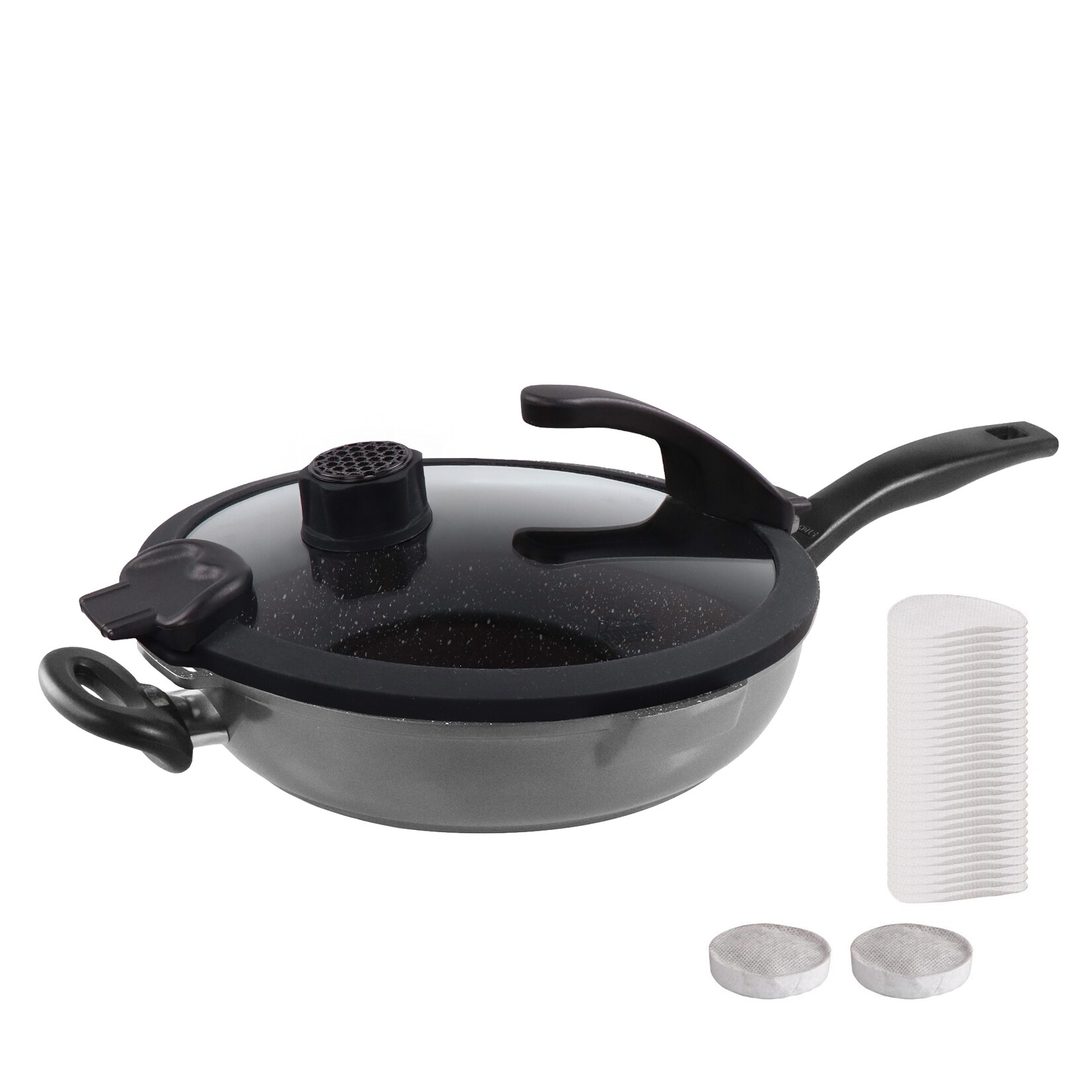 STONELINE FUTURE 28cm Schmorpfanne mit SMELL WELL Deckel + Nachfüllpack
