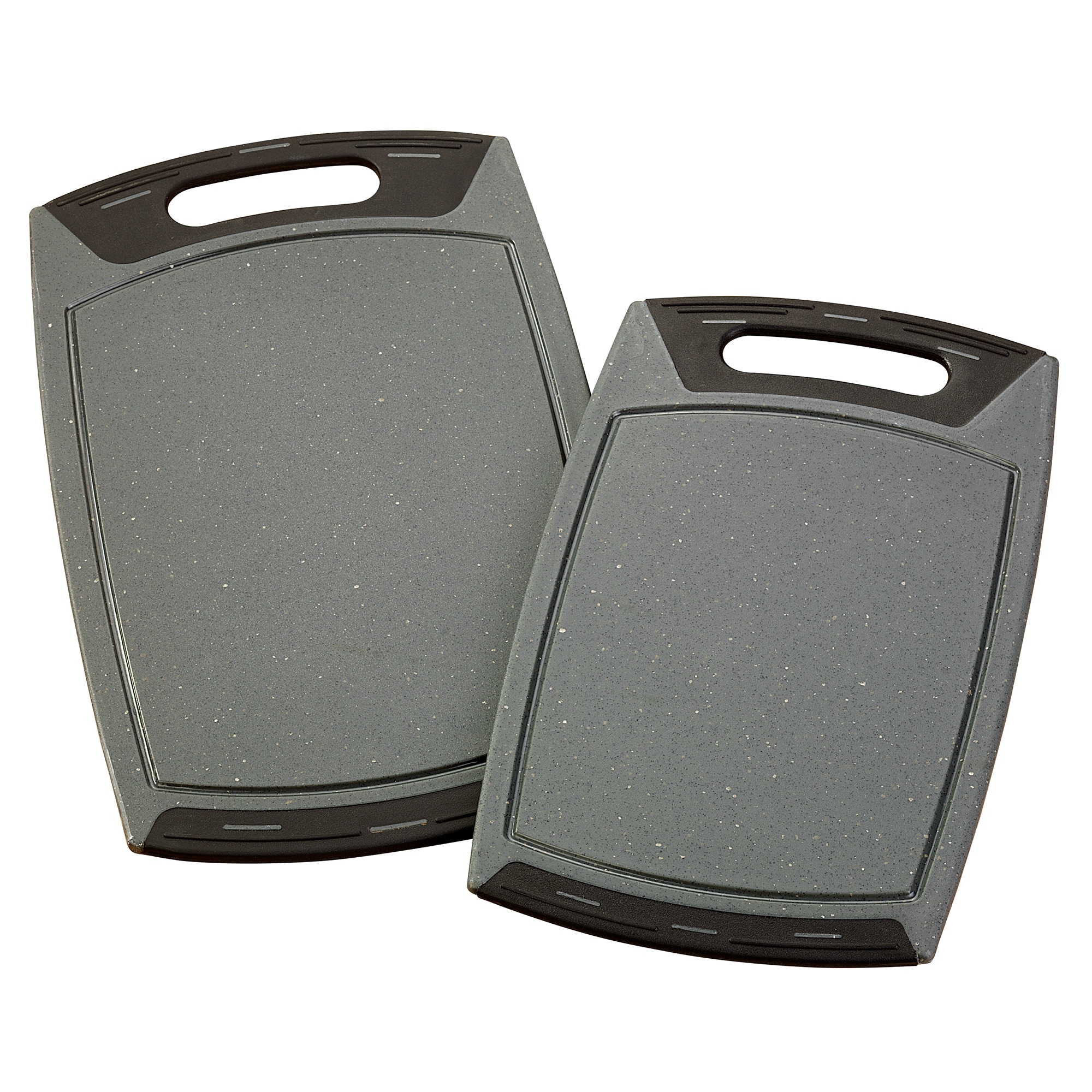 Stoneline Schneidbretter Set 2-teilig, gro&szlig; und klein, 36 x 22 cm und 42 x 25 cm, mit Saftrille, rutschfest, grau, Schneidebrett Kunststoff schonend f&uuml;r Messer - Bild 1