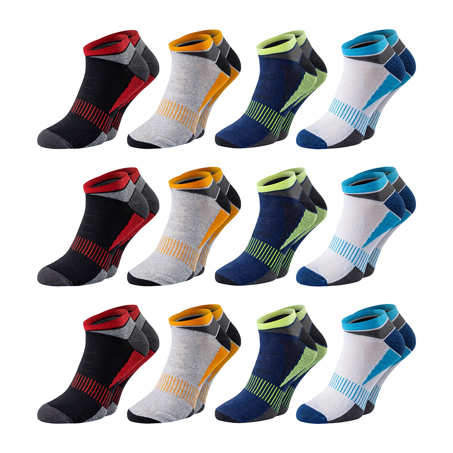 Chili Lifestyle Sneaker Socken COLOR AirGrip 12 Paar Baumwolle Weichbund | 04032071557431