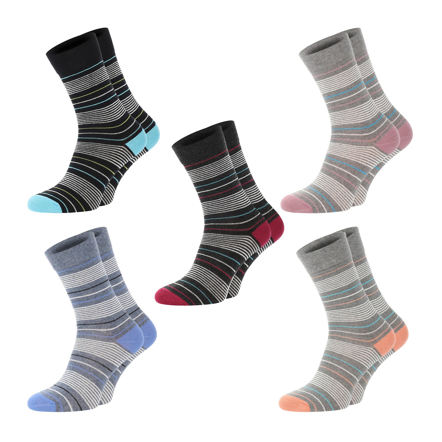 Chili Lifestyle Streifen Socken Damen 5 Paar Baumwolle Weichbund - Bild 1