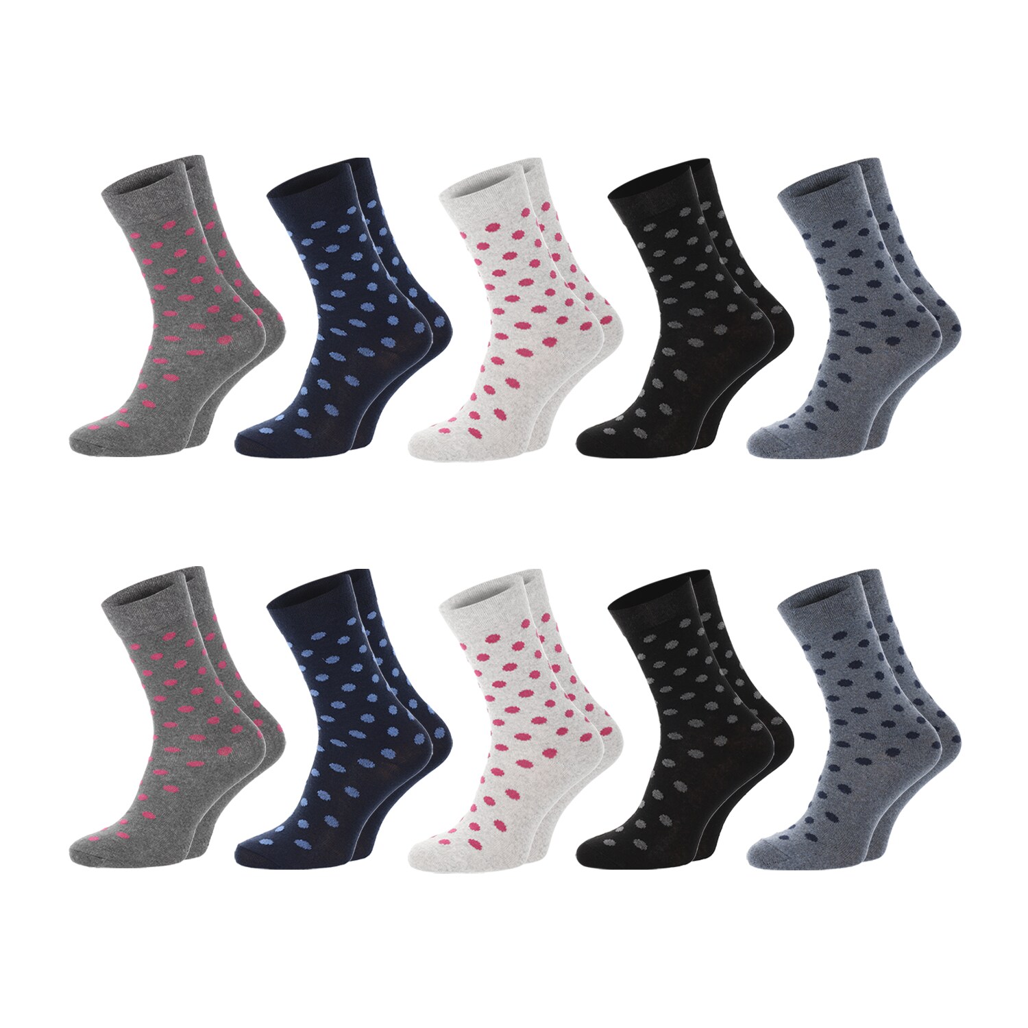 Chili Lifestyle Punkte Socken Damen 10 Paar Weichbund Baumwolle - Bild 1