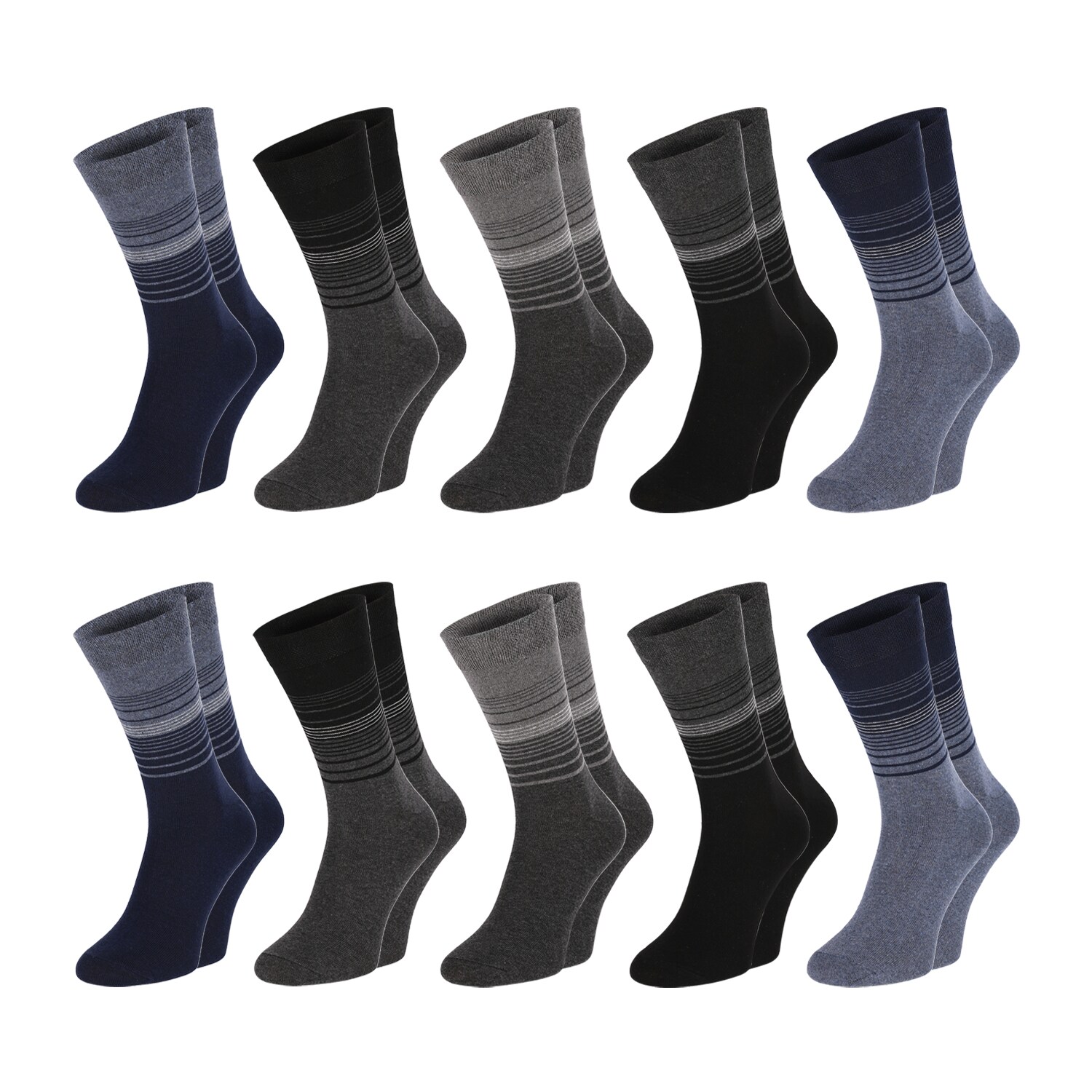 Chili Lifestyle Herren Socken Streifen 10 Paar Baumwolle Weichbund | 04032071010424