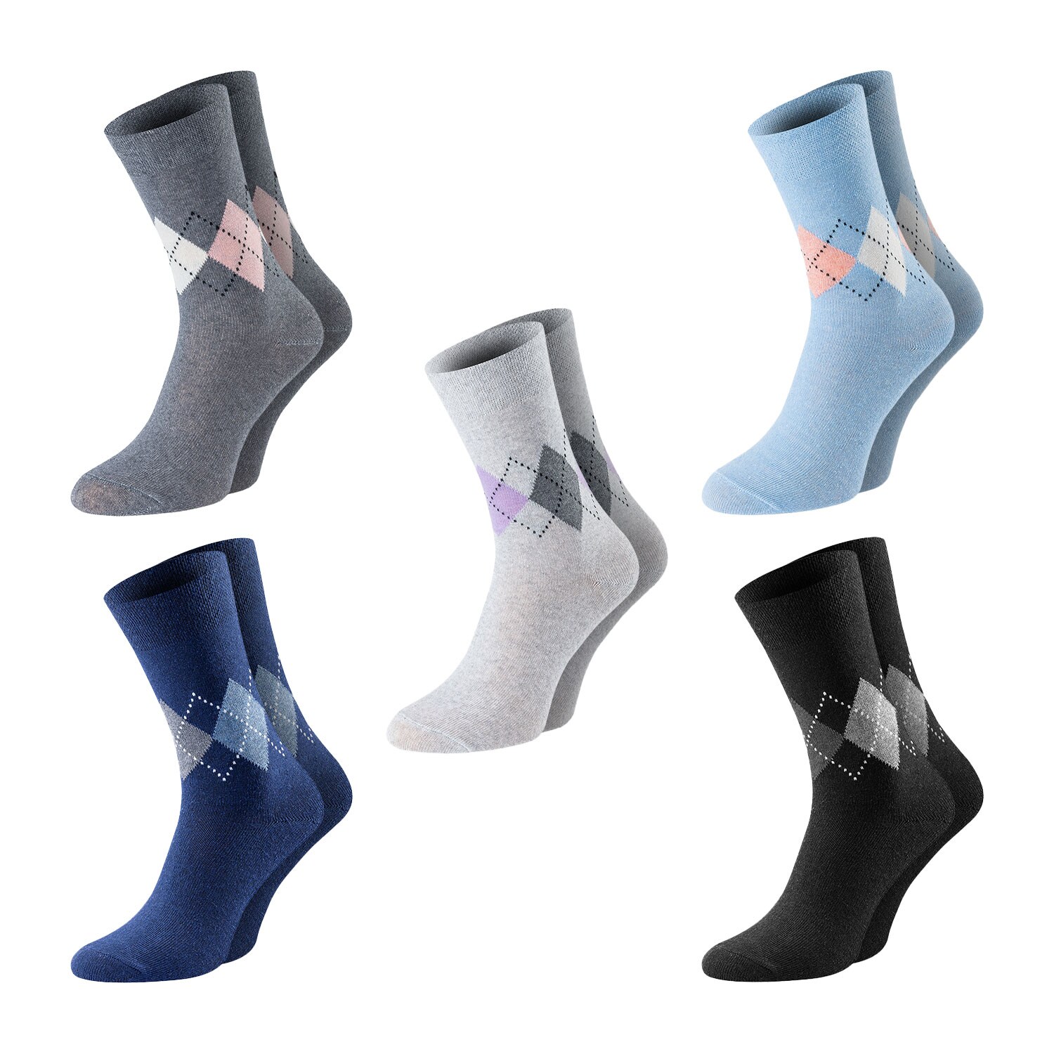 Chili Lifestyle Damen Socken LADY DIAMOND Karo 10 Paar Baumwolle Weichbund | 04032071379644