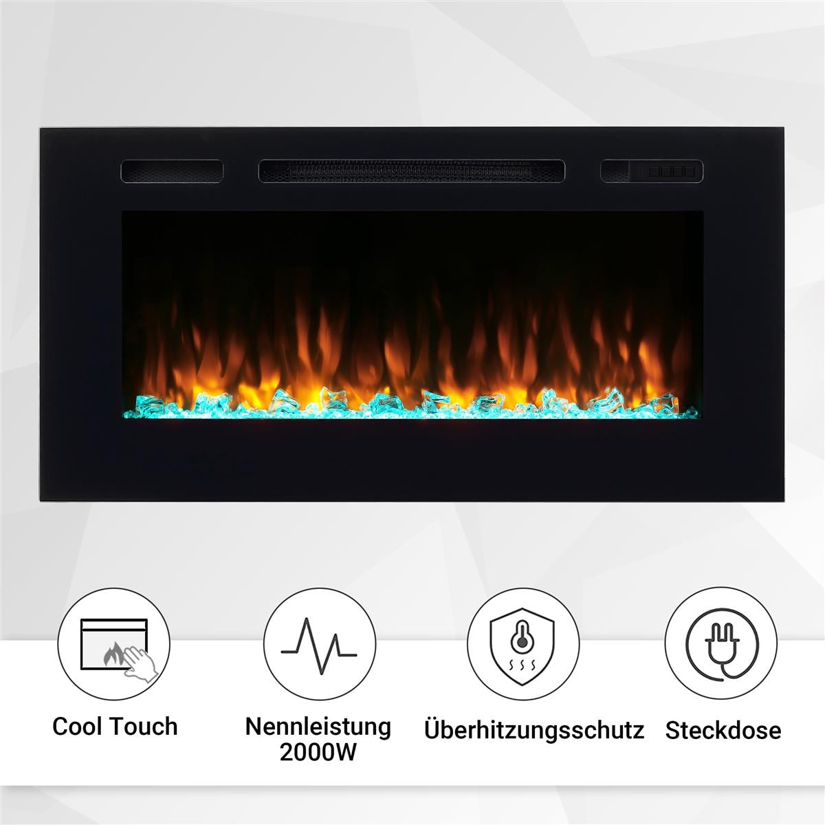 BALDERIA Elektrokamin  Fiamma 40 - Einbaukamin mit Heizung 2000 W - Bild 1