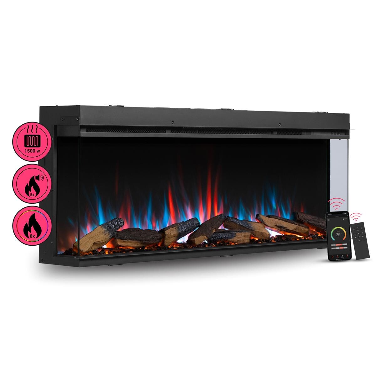 BALDERIA Elektrokamin Athena 52 – Einbau, Heizung 1500 W, App-Funktion | 04260672442485