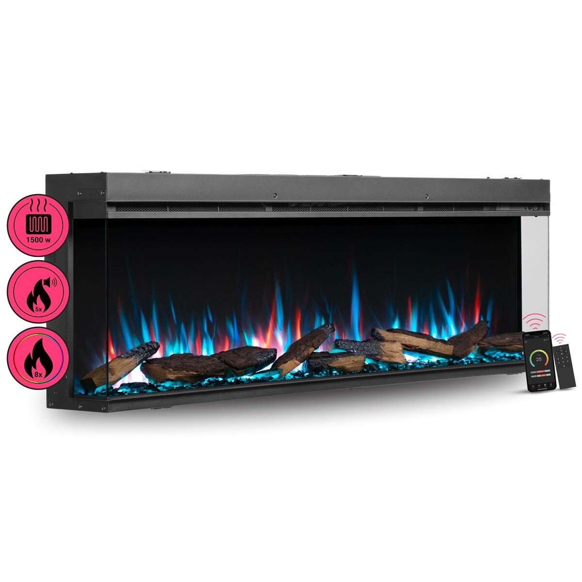 BALDERIA Elektrokamin Athena 60 – Einbau, Heizung 1500 W, App-Funktion | 04260672442492